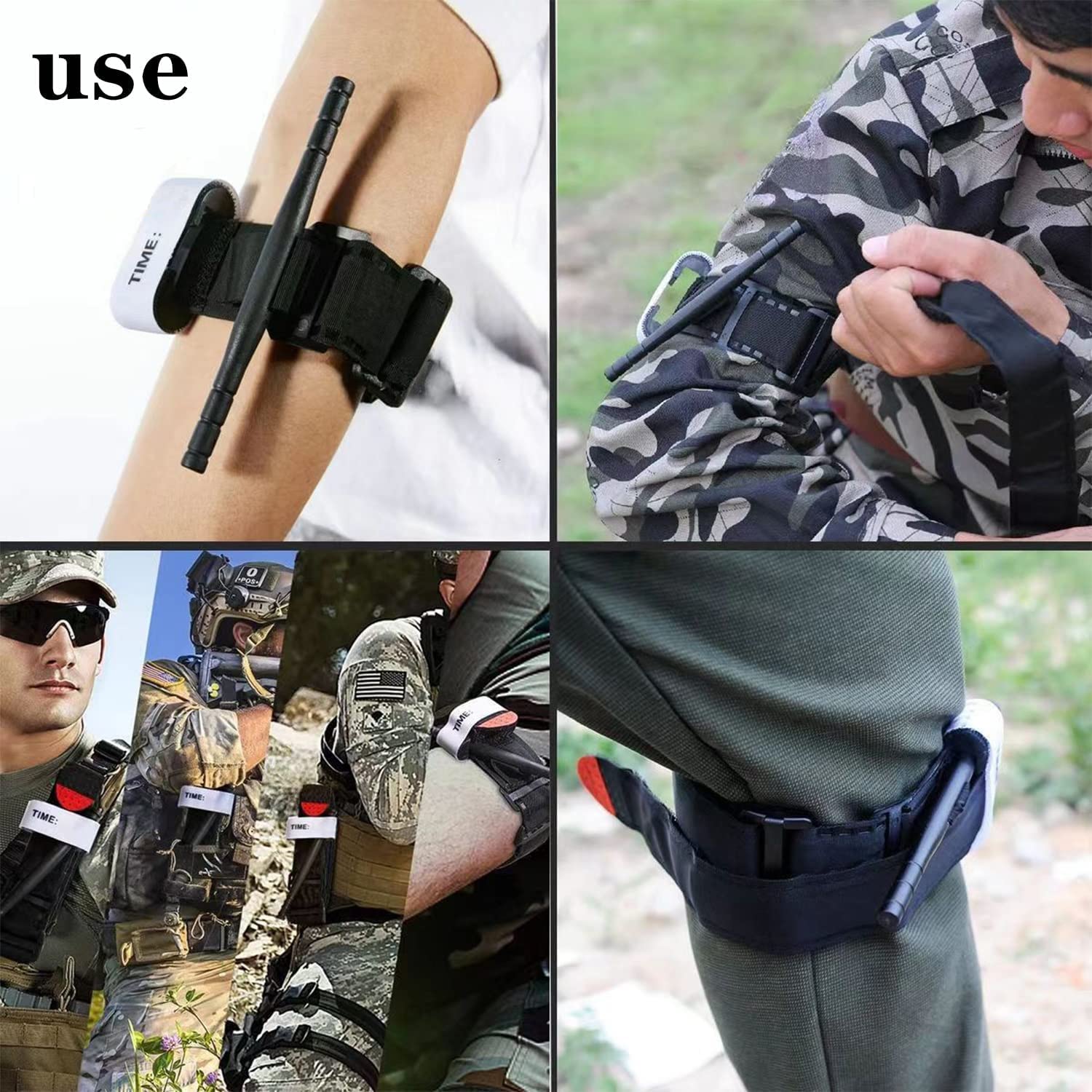 4 Pack Emergency Outdoor Tourniquet First Aid Tactical Life Saving Hemorrhage Control Military Tactical Emergency, One-Handed Operation of Hemostatic Bandage : Industrial & Scientific