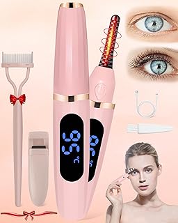 Heated Eyelash Curlers, Heated Eye Lash Curler Best Seller with Comb Electric Eyelash Curler, Rizador De Pestañas LED Display 3 Temp Settings Makeup Tool, USB Charge Natural Curling 24H for Women Gift