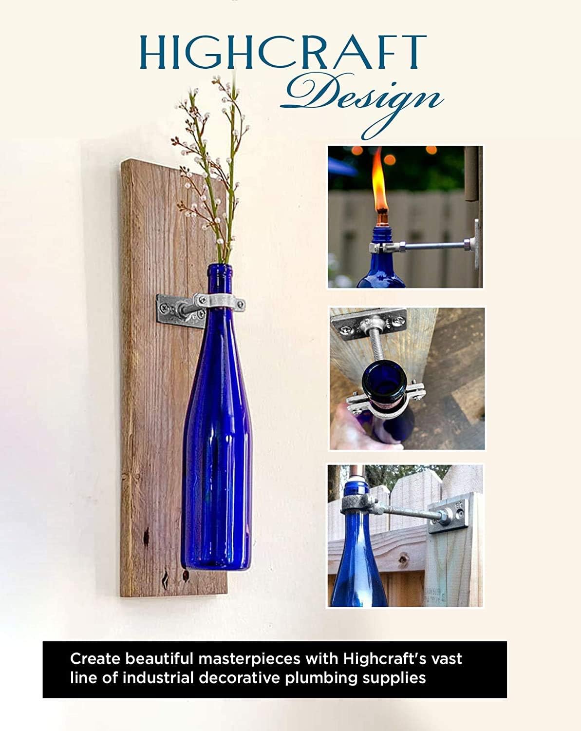 HIGHCRAFT HINGG-04-5 Industrial Decor Hinged Split Ring Pipe Hanger 4 in. Galvanized Iron, with 7/8 in. Threaded Rod Fitting, Vintage Mounting Bracket for Tubing, Shower Curtain, Tiki Torch (5 Pack)