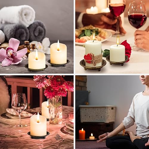 Miniatura 5 de Juego de 2 portavelas retro de hierro para velas de pilar, decoración de mesa, decoración del hogar, iglesia, fiesta de comedor de boda