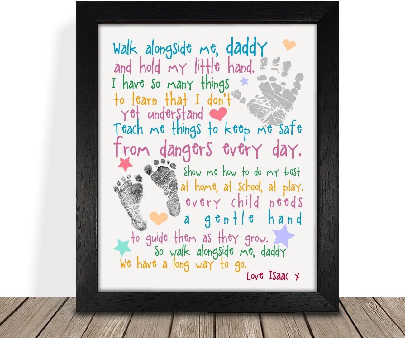 Personalised Presents Gifts For Daddy Dad Father From Son Daughter Newborn Toddler Kids Poem 1St First Fathers Day Birthday Christmas Xmas Walk Alongside Me Daddy Poem Framed Prints Posters