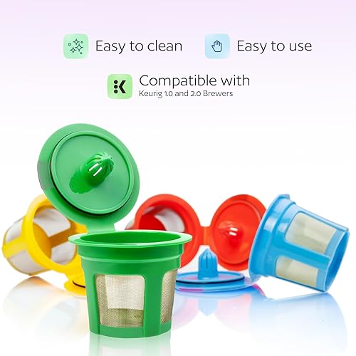 Miniatura 3 de Breworo K-Cup, filtros reutilizables para cafeteras Keurig 1.0 y 2.0 modelos K200, K250, K300, K350, K400, K450, K460, K500, K525C, K550, K560, set