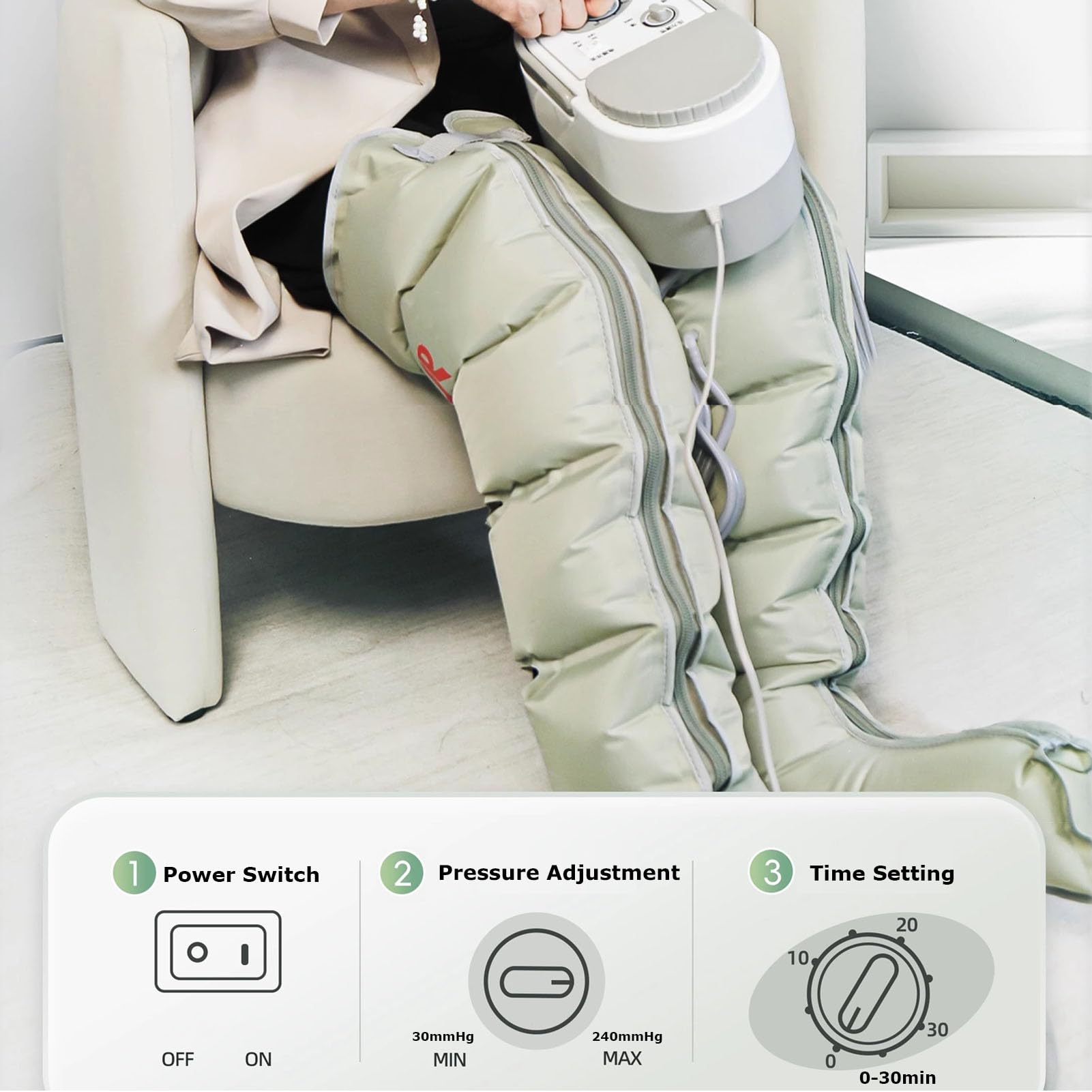 Botas De Presoterapia 6 Cámaras - Masajeador De Pies Y Piernas, Presoterapia Para Casa Abdomen Y Piernas, Drenaje Linfático Y Circulación Mejorada