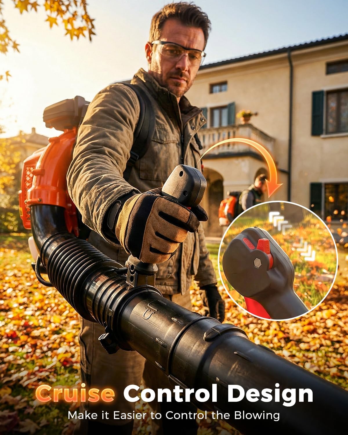 80cc Gas Backpack Leaf Blower, 900CFM 206MPH 2-Stroke Engine, Heavy-Duty Leaf & Snow Blower for Lawn, Garden & Commercial Use (853 EZ) - Image 4