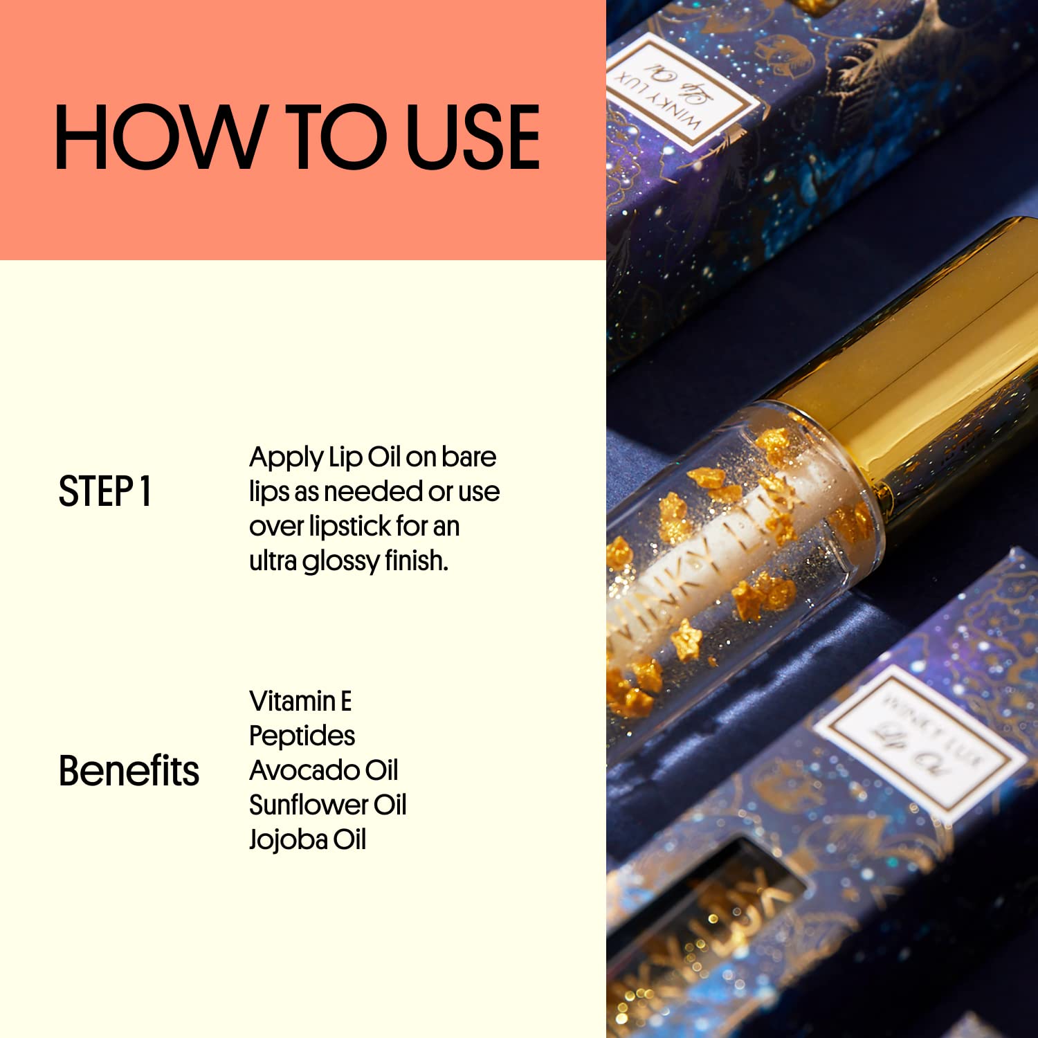 Winky Lux Lip Oil, Hydrating Clear Lip Gloss with Avocado, Sunflower, Jojoba Oil : Beauty & Personal Care