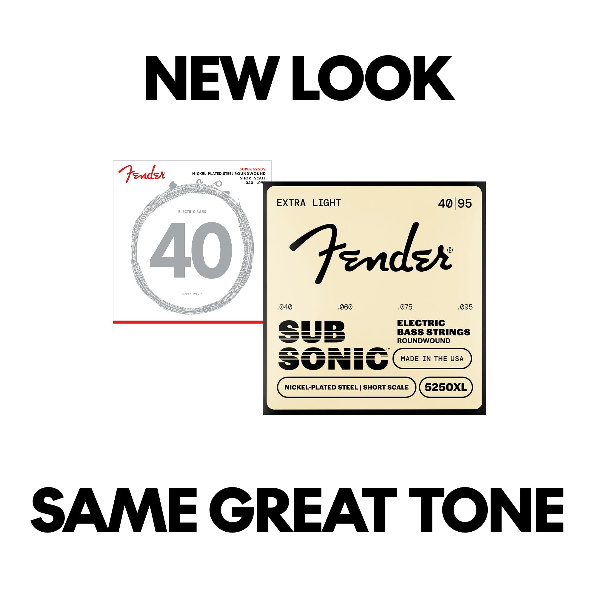 Fender® »SUPER 5250XL - SHORT SCALE BASS STRINGS« Corde per Bass - Nickel Plated Steel - 040/095