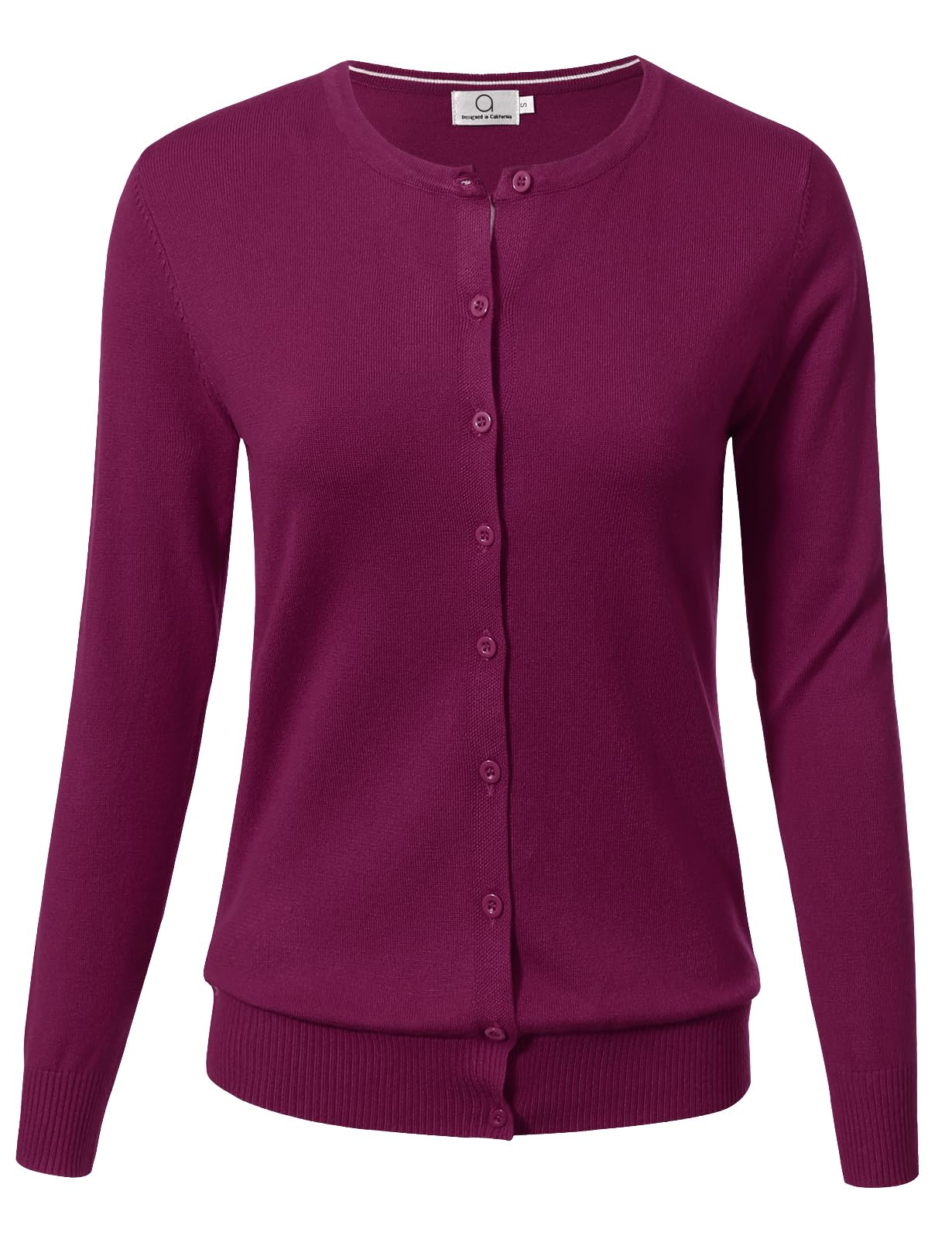 Allsense Women's Long-Sleeve Crewneck Cardigan | Classic Button Down Sweater, Soft Fine Knit, Lightweight