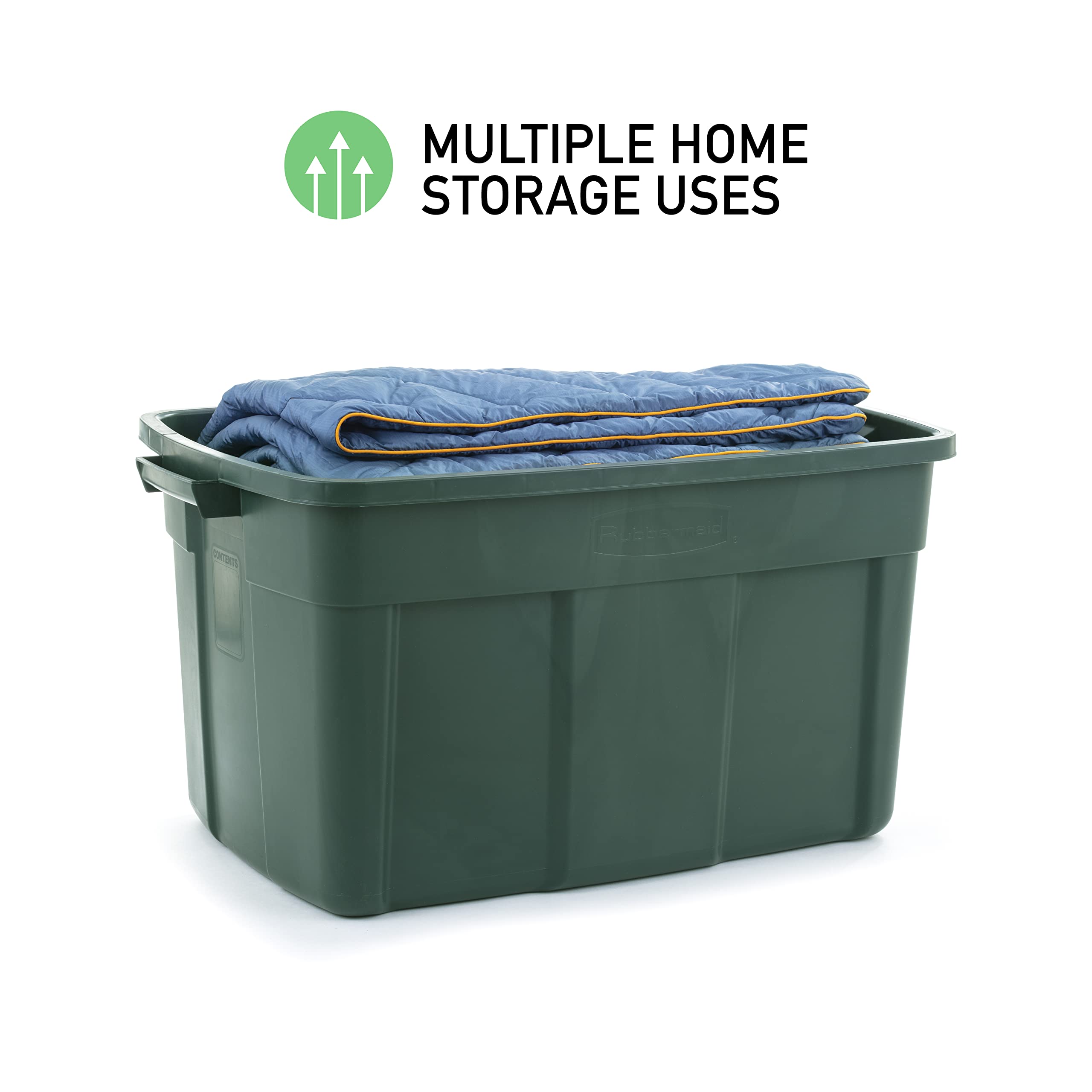 Rubbermaid ECOSense High-Top Storage Containers with Lids, 37 Gal Pack of 3, Durable and Reusable Stackable Storage Bins for Garage or Home Organization, Made From Recycled Materials
