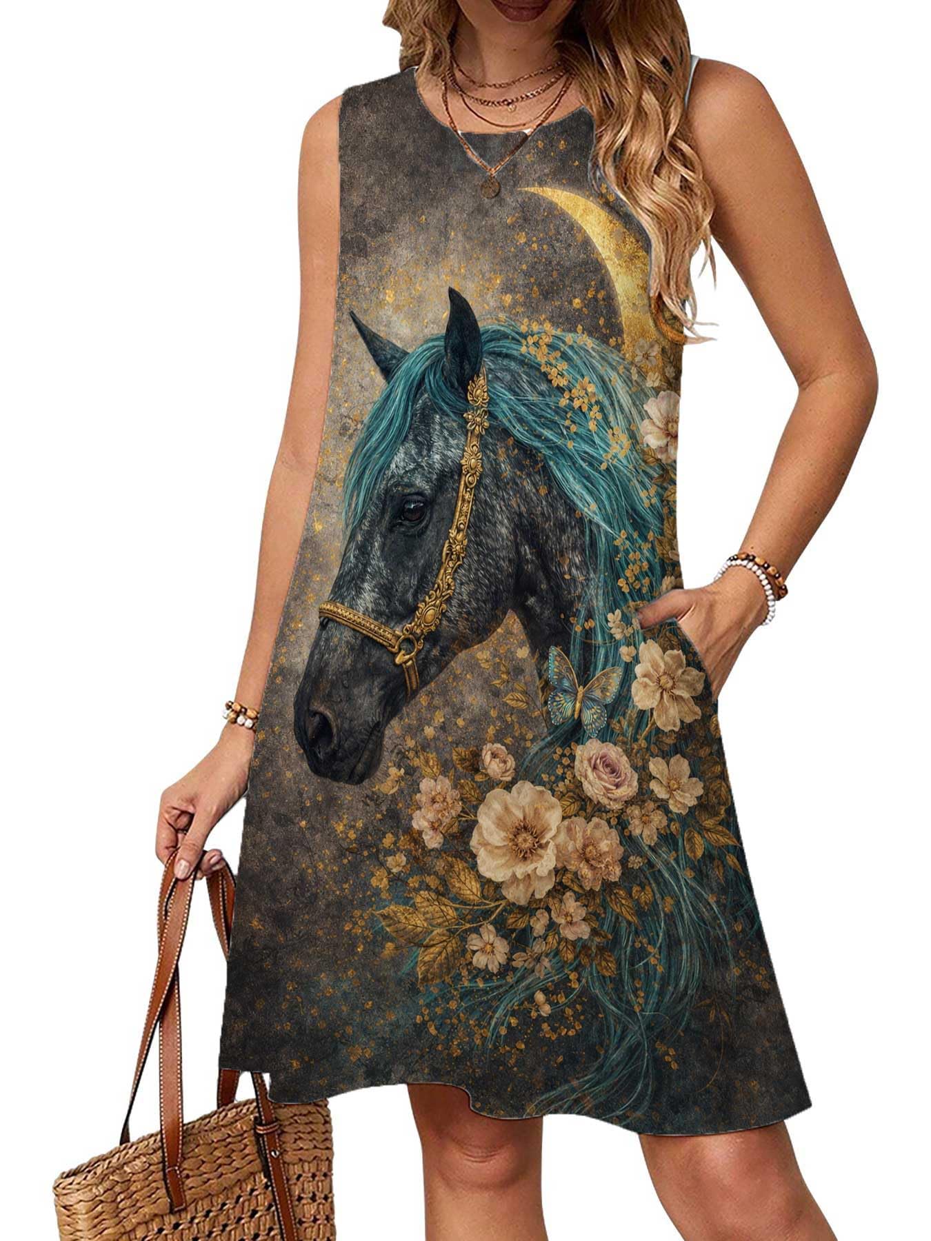 Women's Summer Casual Sleeveless Beach Dresses with Pockets