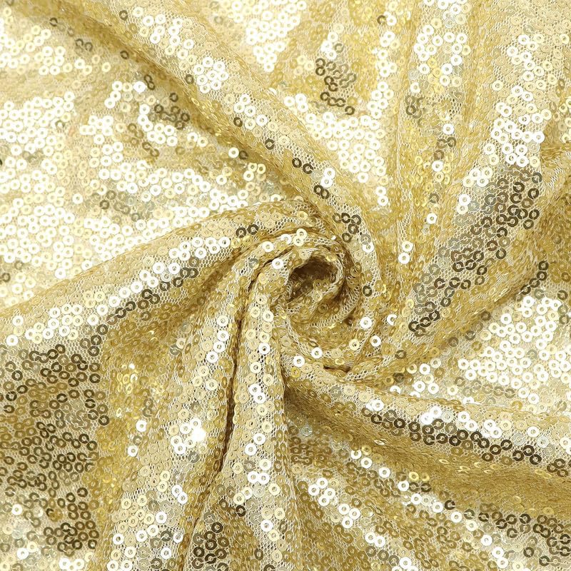 50 * 130CM Sequin Fabric Light Gold Sequin Glitter Polyester Mesh Fabric for Glitter Clothes