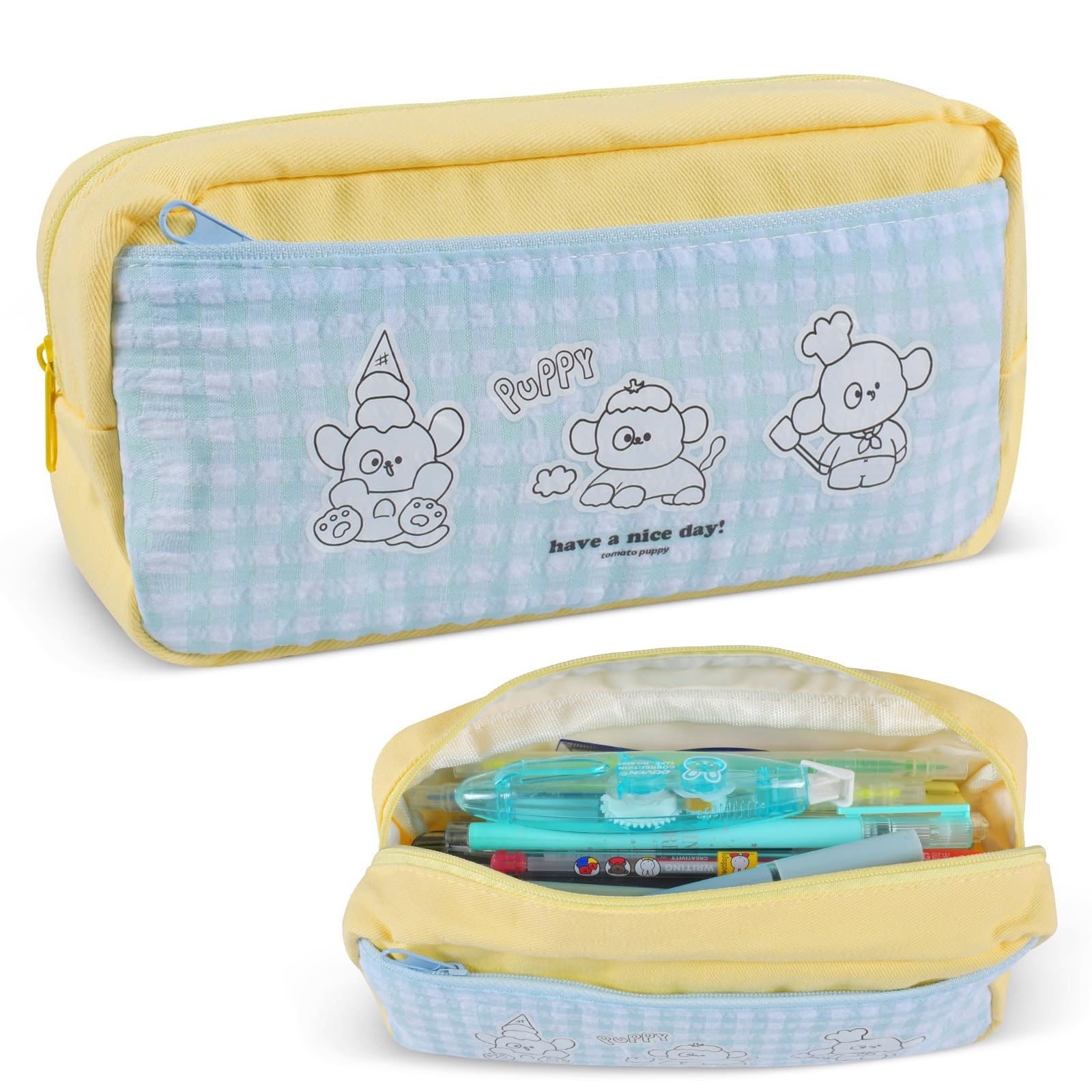 FGen Estuche de lápices, Estuche de lápices para guardería, Estuche de lápices para niños con Motivo de Animales y cordón, papelería, para niñas niños Regalo para Adolescentes(B)
