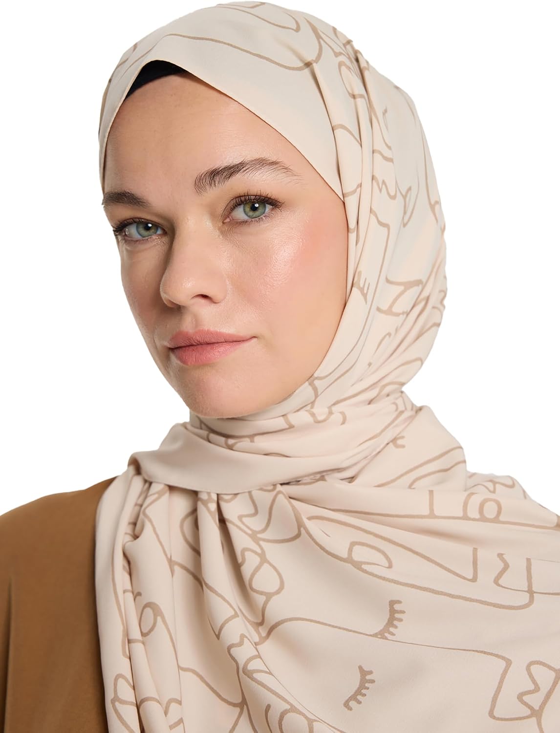 Patterned Medina Silk Hijab-Marginal Pattern Scarf For Women - Made in Turkiye