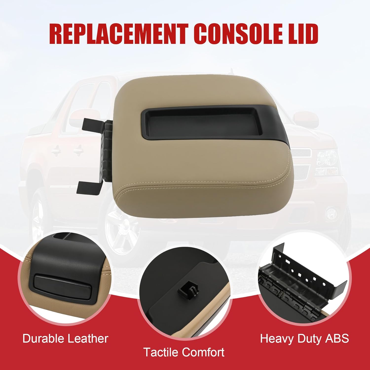 Center Console Armrest Lid Box Cover Compatible with 2007-2014 Chevy Silverado Avalanche Tahoe Suburban 1500 2500 GMC Sierra Yukon XL Replaces 19328711 Beige