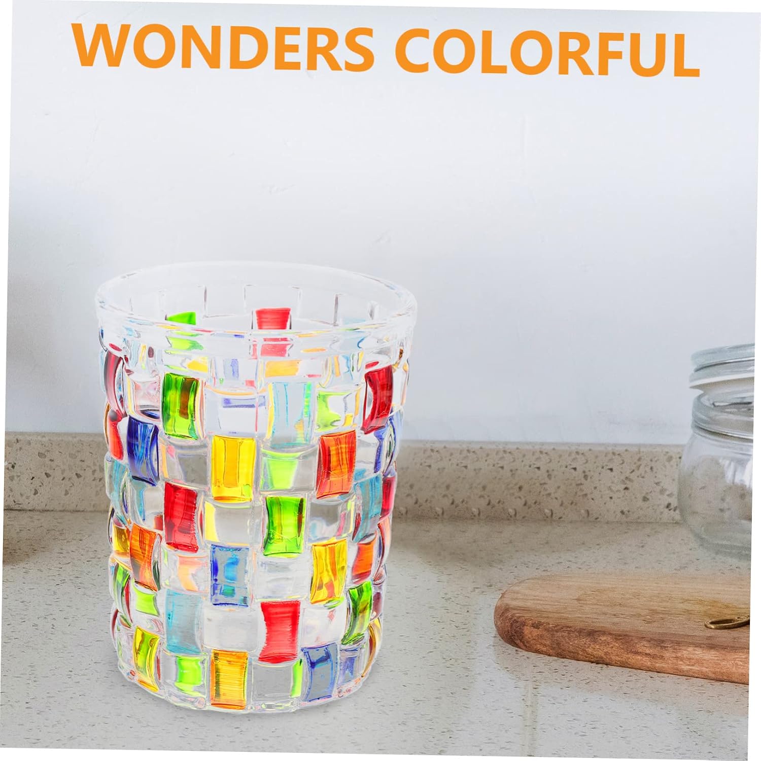 Painted Glass Wine Goblet Juice Water Cup for Desktop