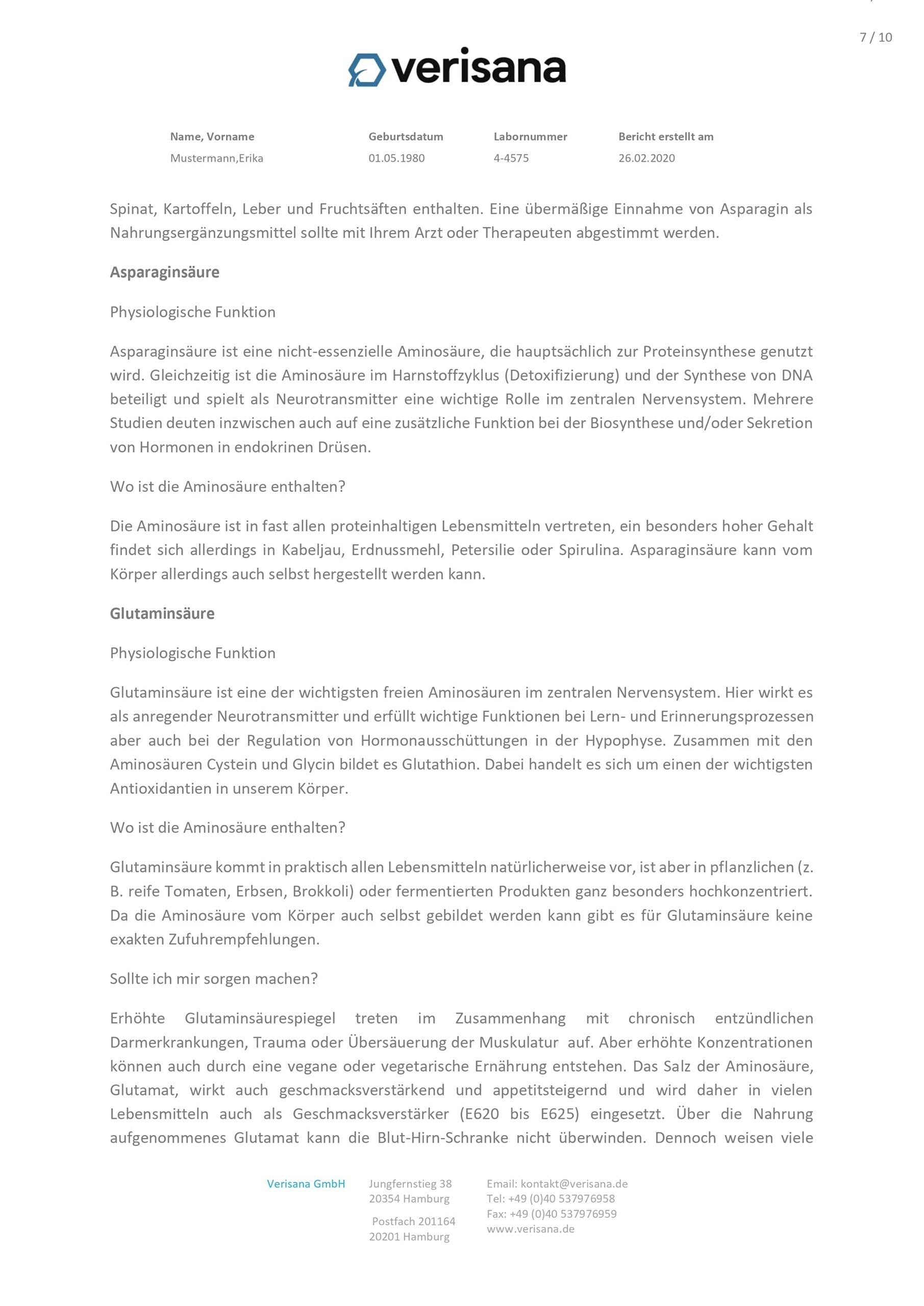 Test aminoacidi su 18 amminoacidi – amminoacidi compresi aminoacidi essenziali Leucina, metionina, fenilalanina, Threonina, Tryptophan, Valin