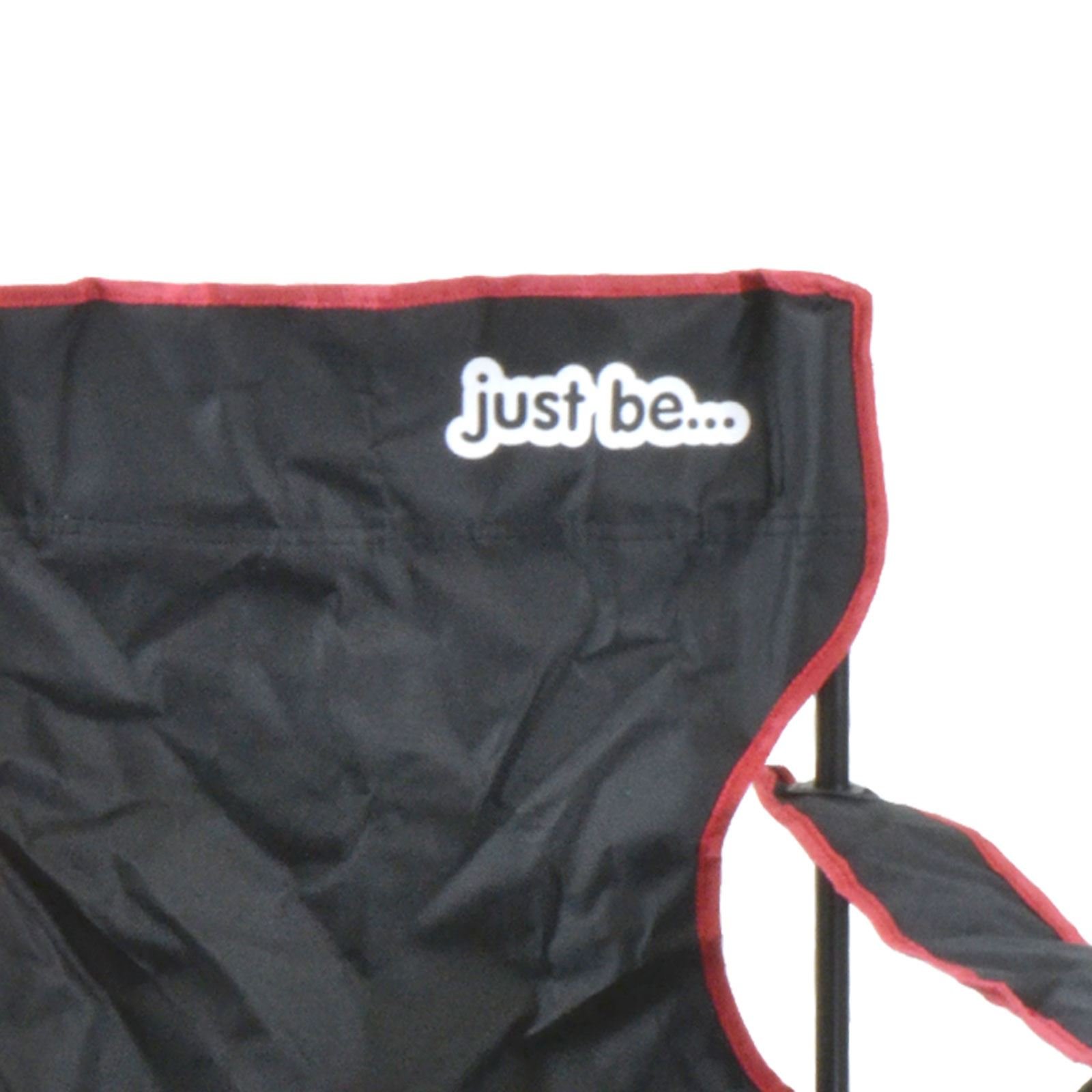 just be... Składane krzesło kempingowe dla dorosłych i dzieci, lekkie, składane, odpowiednie na zewnątrz, krzesła na plażę, trawnik, kemping, wyprawę wędkarską i do ogrodu - czarne z czerwonym