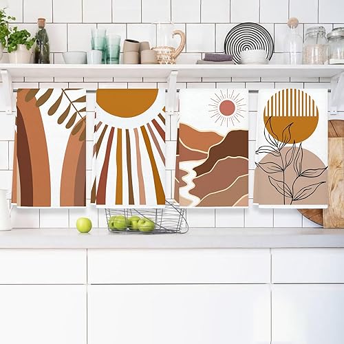 Miniatura 7 de Lebsitey Toallas de cocina modernas de mediados de siglo, 2 toallas de cocina absorbentes de diamante para cocinar, hornear, decoración del hogar,