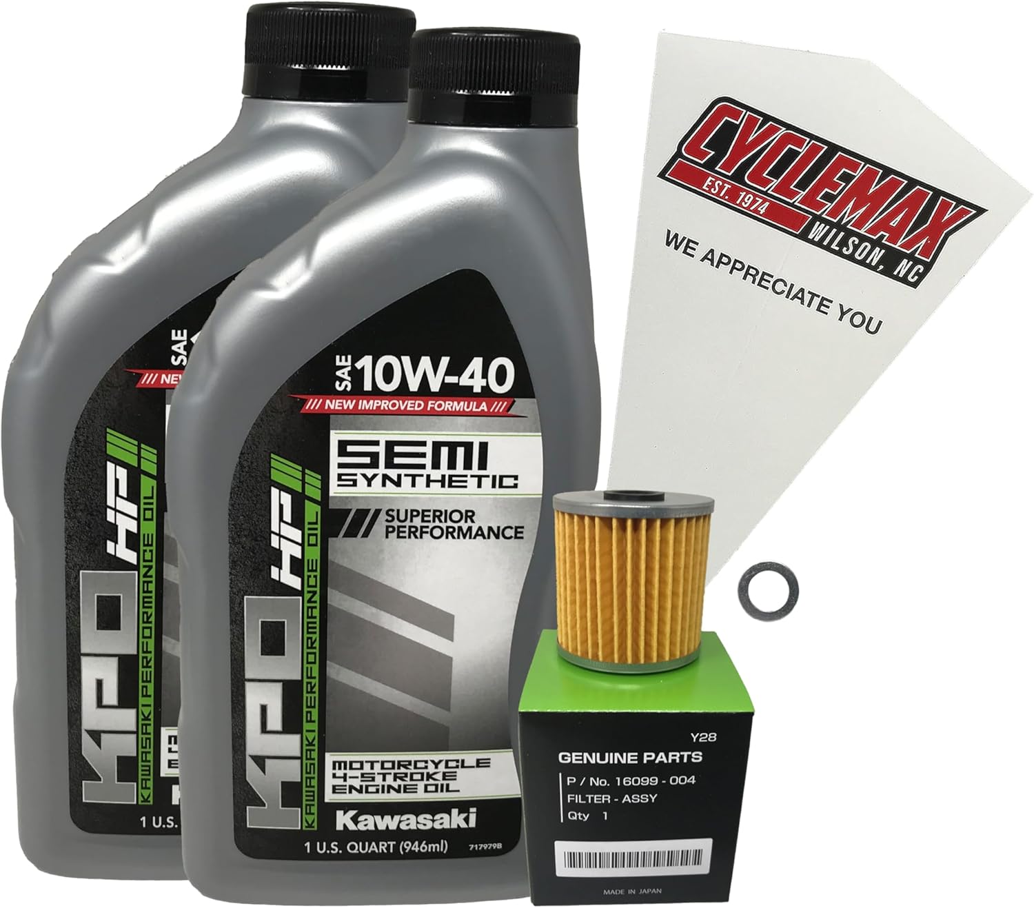 CYCLEMAX Semi Synthetic 10W-40 Oil Change Kit Compatible with 1988-2005 Kawasaki BAYOU 300