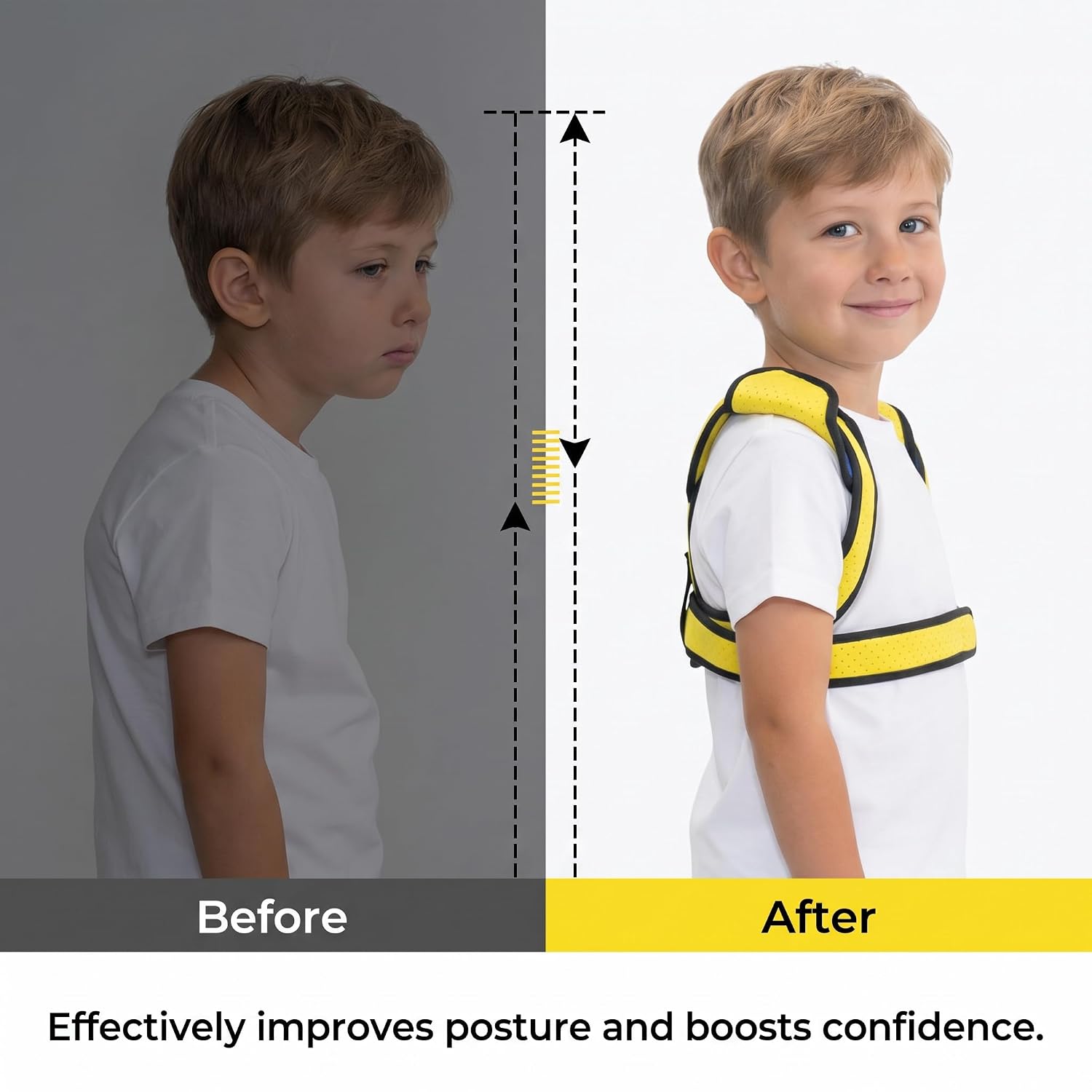 ENLUNTRA Posture Corrector for Kids and Teens, Adjustable Upper Back Posture Brace for Boys/Girls, Breathable Back Support Braces for Scoliosis, Hunchback, Pain Relief, Spine Corrector, M