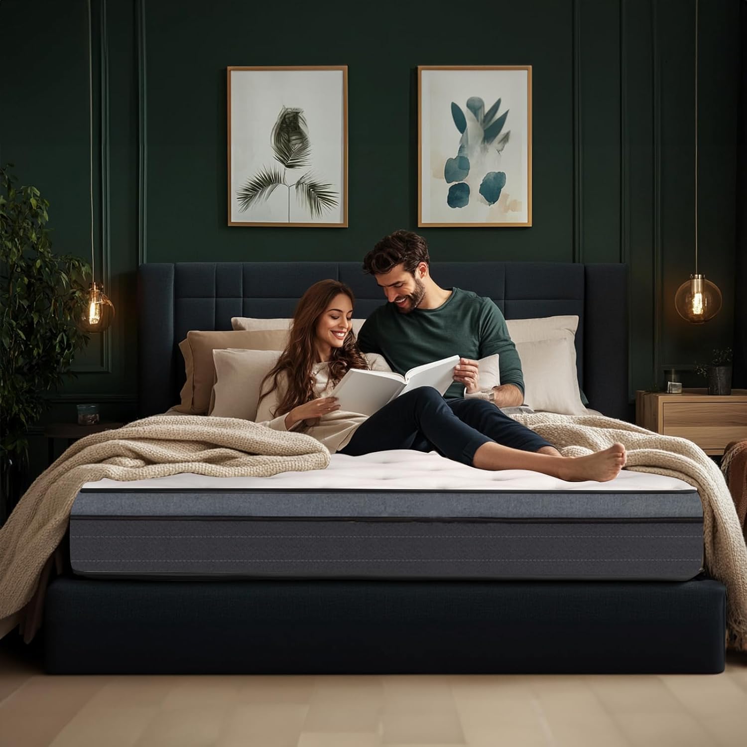 Queen Size Mattress 12 Inch Individually Pocketed Spring System Multi-Layer Motion Isolation Support for Pressure Relief Zero Odor Hybrid Bed Mattresses in a Box Medium Firm for Back Pain