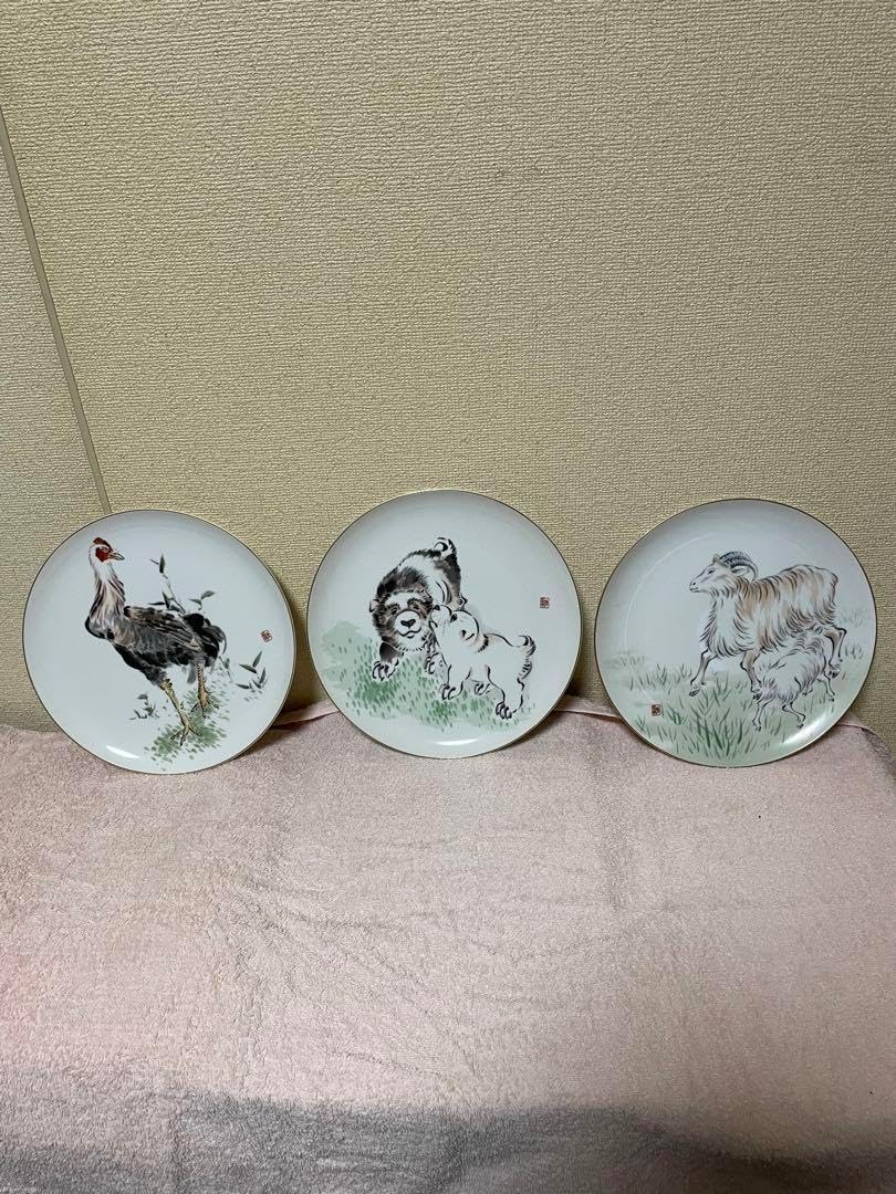 在銘】有田焼青磁 鹿紋 六角皿6枚セット 合わせ箱付き 和食器 骨董