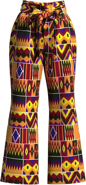 BAZINRICHE Womens African Print Wide Leg Pants Long Trousers High Waisted
