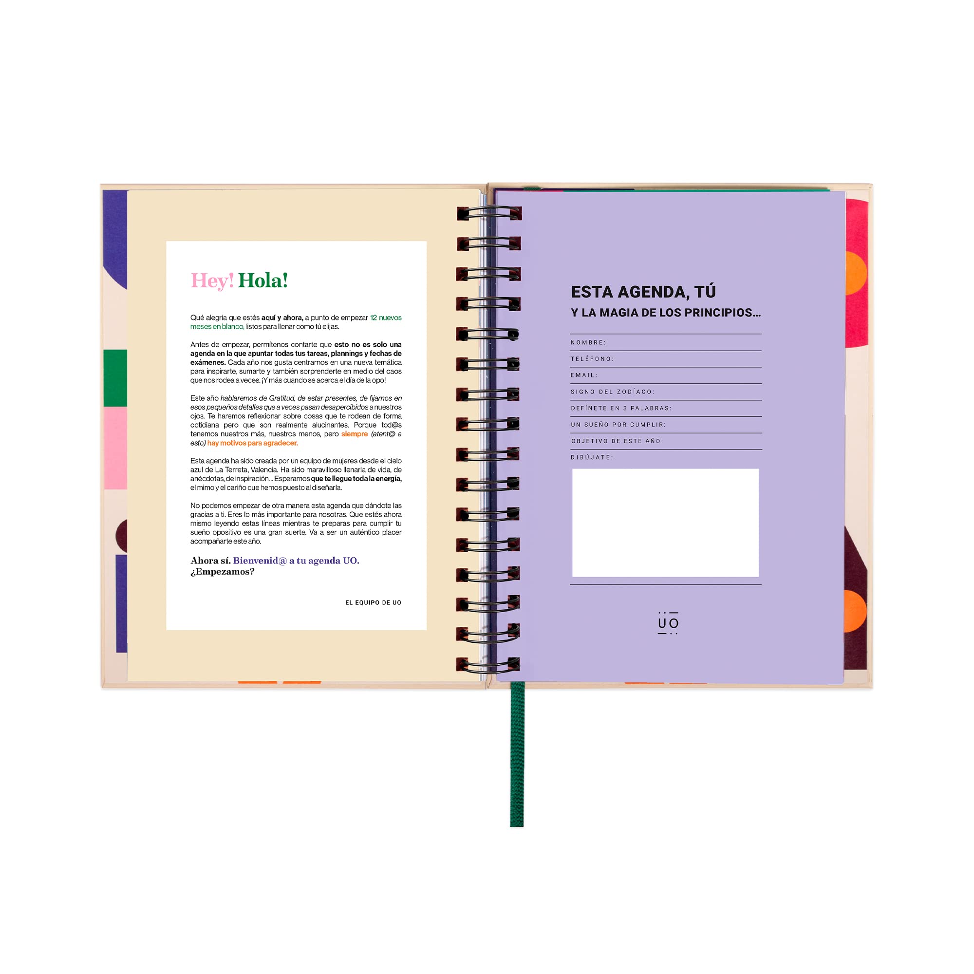 UO Agenda scolastica opposta, con energia oppositiva, giorno pagina, inizia a settembre 2023 e termina ad agosto 2024, copertina rigida, include 126 adesivi, elastico e nastro di registrazione,