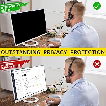 Yunseity 16:10 Laptop Privacy Screen Magnetic Anti Blue Light Blocking Removable Computer Privacy Filter with Micro Louver Technology for Laptop Displays (14.1in)
