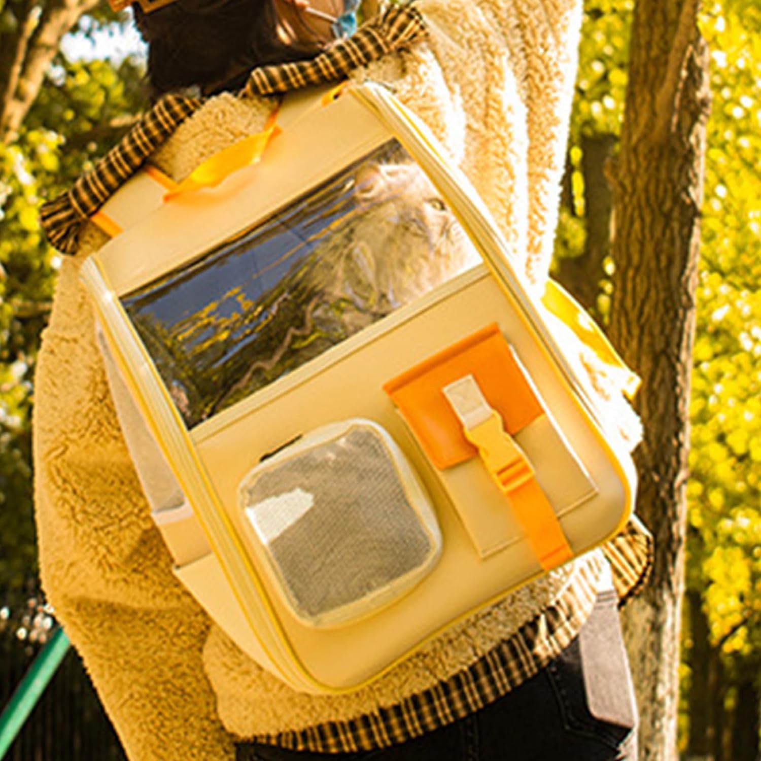 Bolsa de Viaje para Mascotas, Mochila Portamascotas con Ventana Transparente, Bolsa De Viaje para Gatos, Bolsa Portamascotas Multifunción Viajes al Aire Libre