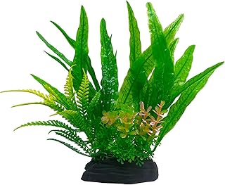 Otimark Aquarium Fish Tank Landscaping Artificial Plants Plastic Silicone Kelp Decoration Soft Fake Large Aquarium Simulation Realistic Colour Betta Plants Accessories 2 PCS (Green 4)