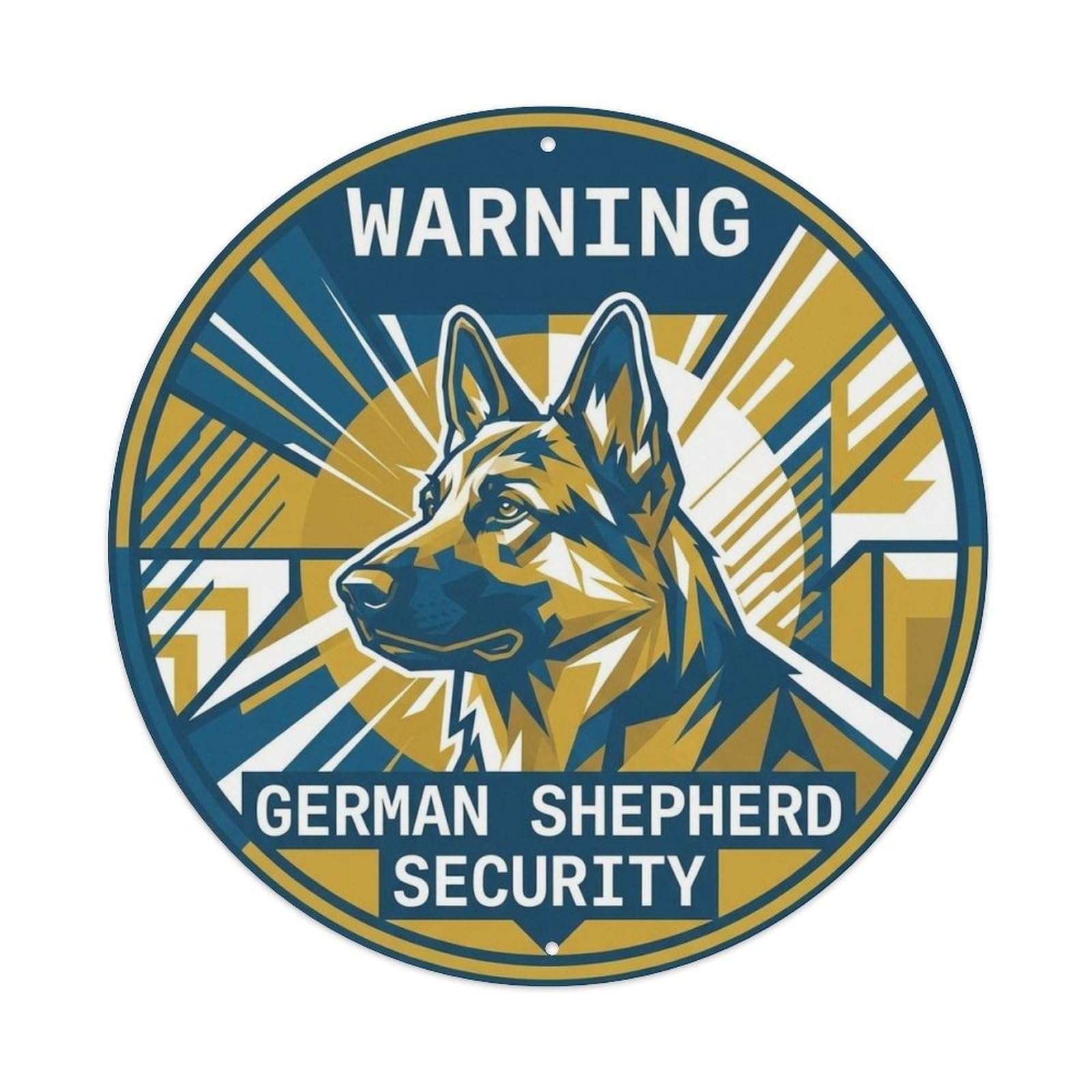 German Shepherd Security Warning Vintage Grey Metal Tin Sign