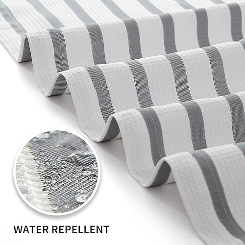 Miniatura 4 de SEMECH Cortinas de ducha grises para baño, cortina de ducha de tela gris y blanco con agujeros para botones, 72 x 72 pulgadas