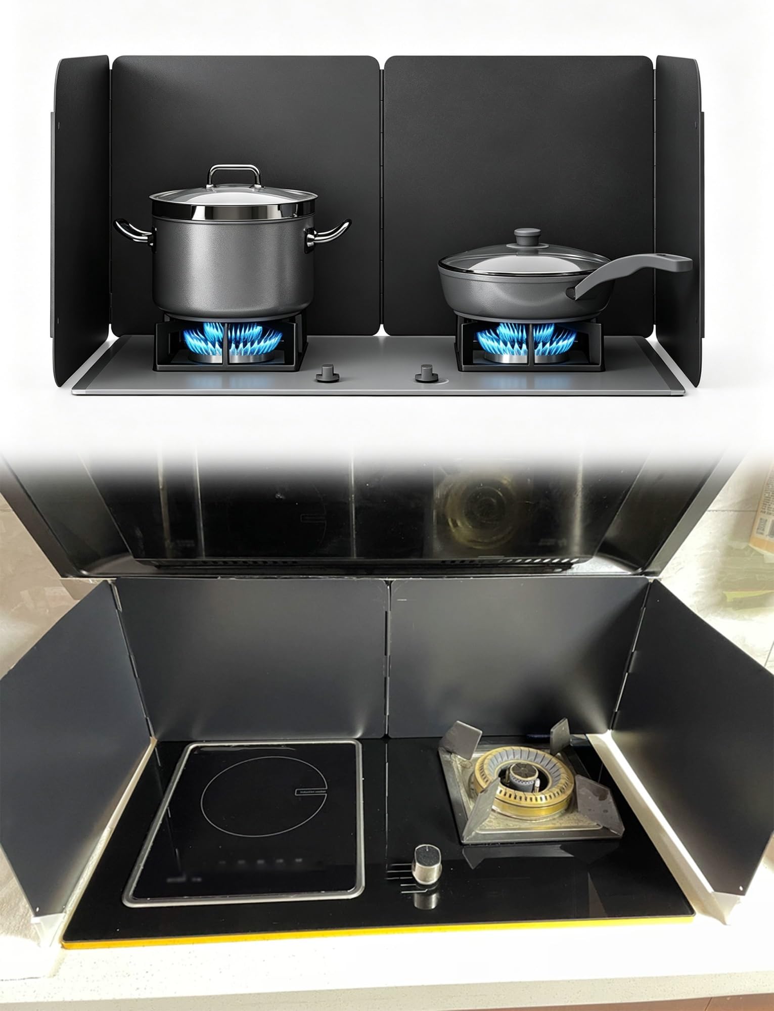 Pare-éclaboussures cuisine pliable, crédence de cuisinière à gaz anti-huile