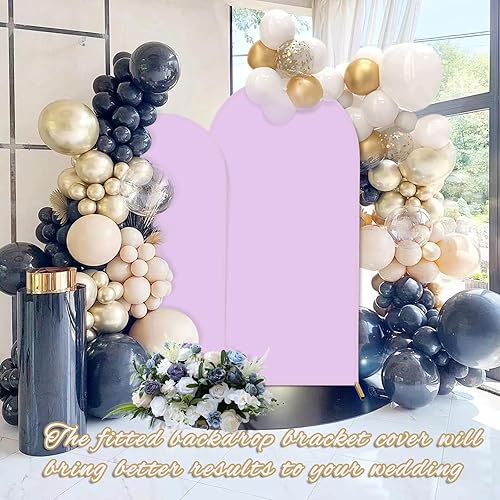 Miniatura 8 de Cubierta de fondo de arco ajustable de elastano, 2 lados, lavanda, 3.3 x 6.6 pies, para boda, baby shower, decoración de fiesta de cumpleaños
