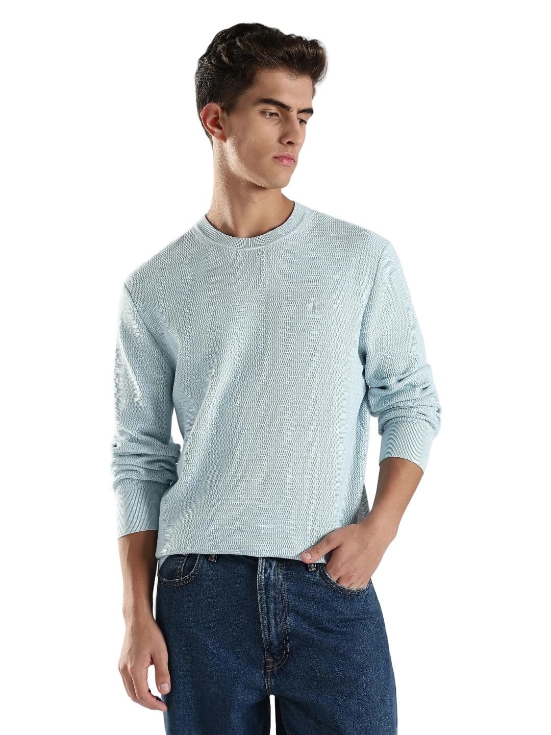 calvin klein jeans Textured Regular fit Cotton Sweater-picture-40