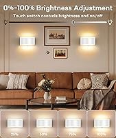 Vista 2 de Lightess Juego de 2 apliques de pared LED modernos, lámparas de pared para interiores con cable de 3000 K arriba y abajo, apliques de pared blancos