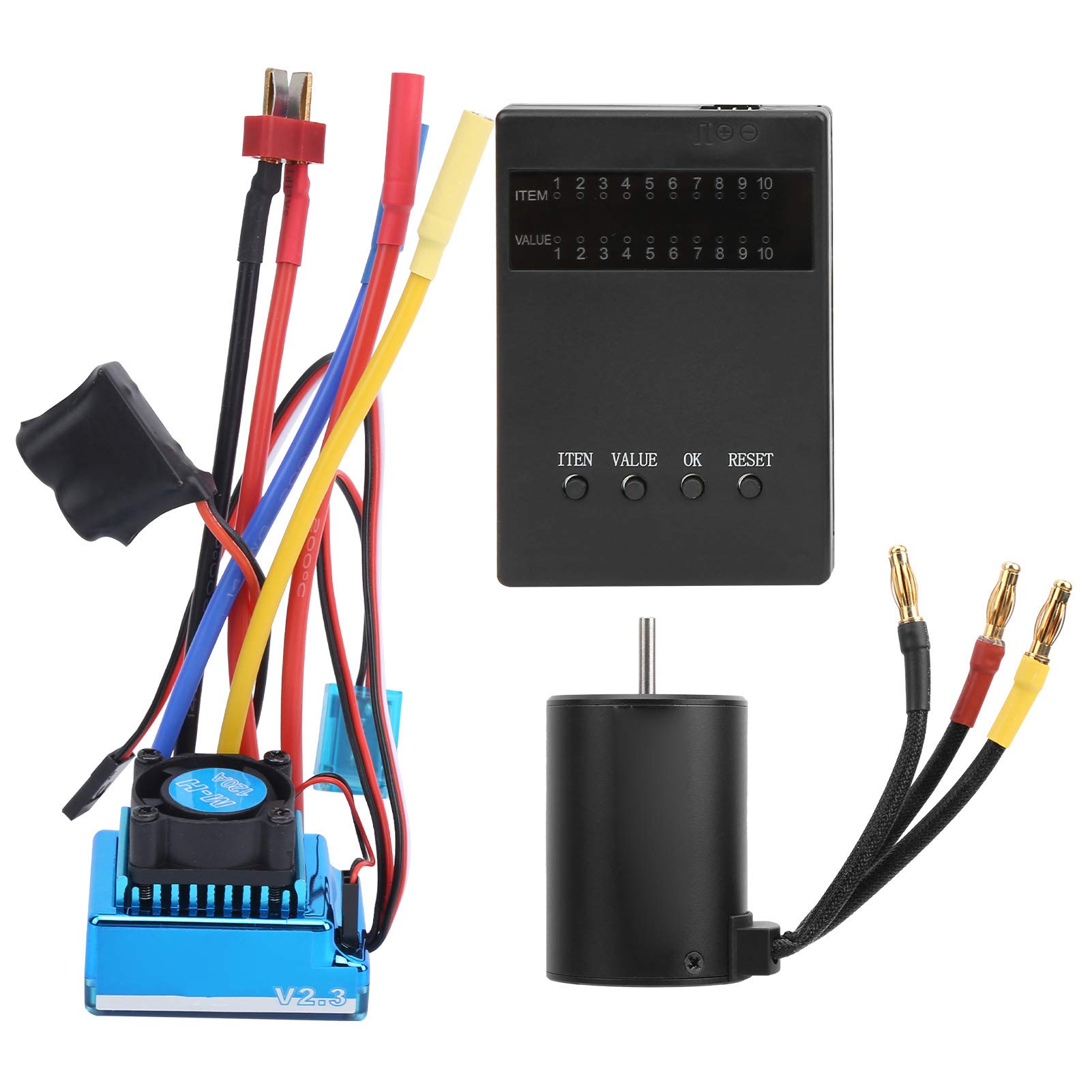 Tbest Scheda di Programma ESC per Motore RC, Scheda di Programma per Regolatore di velocità Elettrico Senza Spazzole 3650 2300KV Combo per Auto RC 1:10