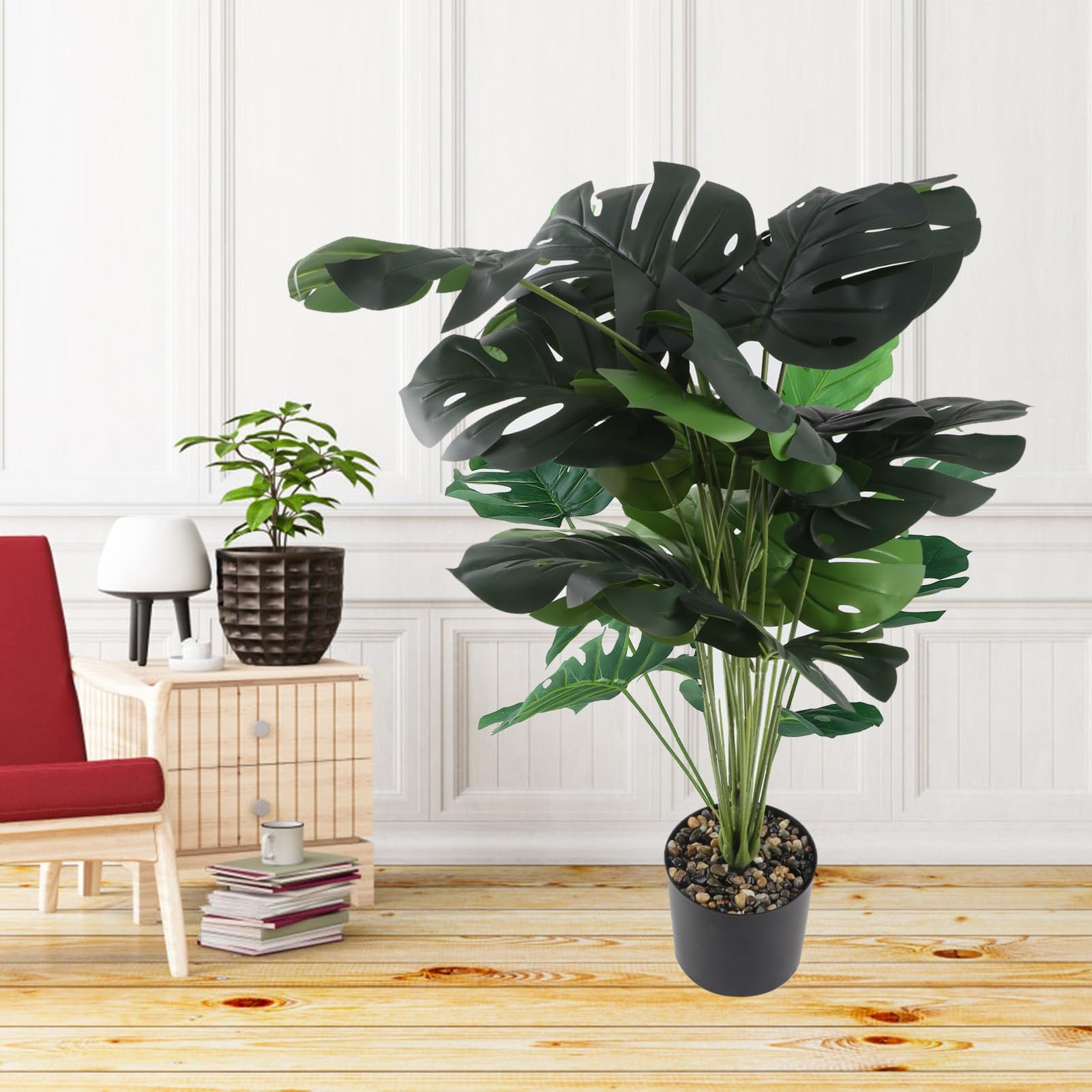 Monstera Artificial Monstera Planta Realista 18 Hojas de Plástico Falta de Plástico para Mantenimiento Interno, para Atacar en el Ministerio del Interior