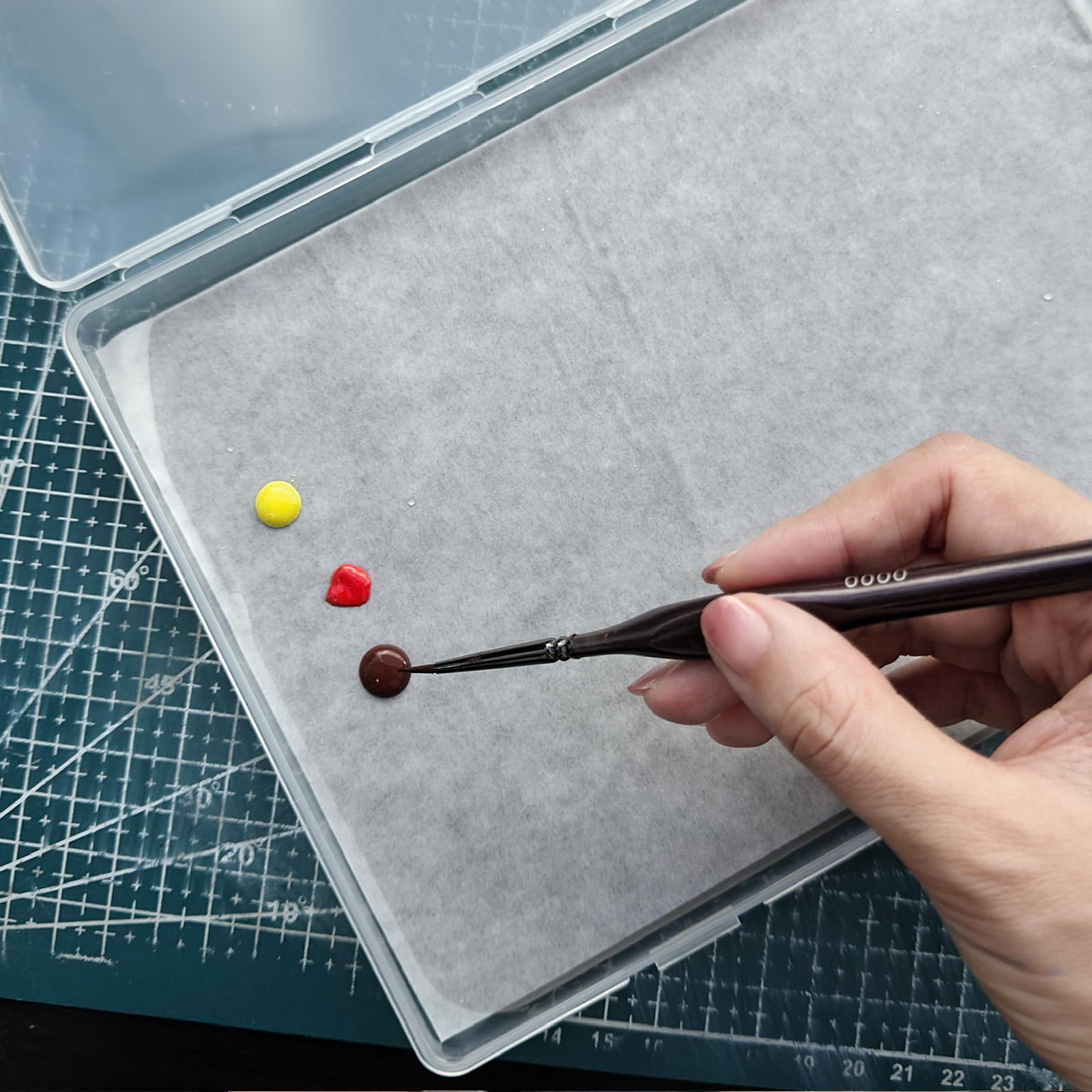 Palette humide pour peinture acrylique, palettes humides pour peinture miniature, plateau à palette humide, 2 éponges et 100 feuilles de papier hydro pour garder la peinture humide
