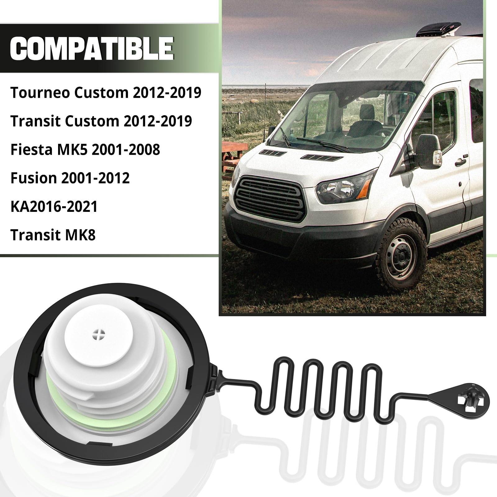 1PZ FR7-GZ1 Korek zbiornika paliwa Kompatybilny z Ford Fiesta Focus Transit Custom B-MAX Ranger 7S619030CB E1F1-9030-AA 1580852 Wysokiej jakości wodoodporne uszczelnienie odporne na korozję