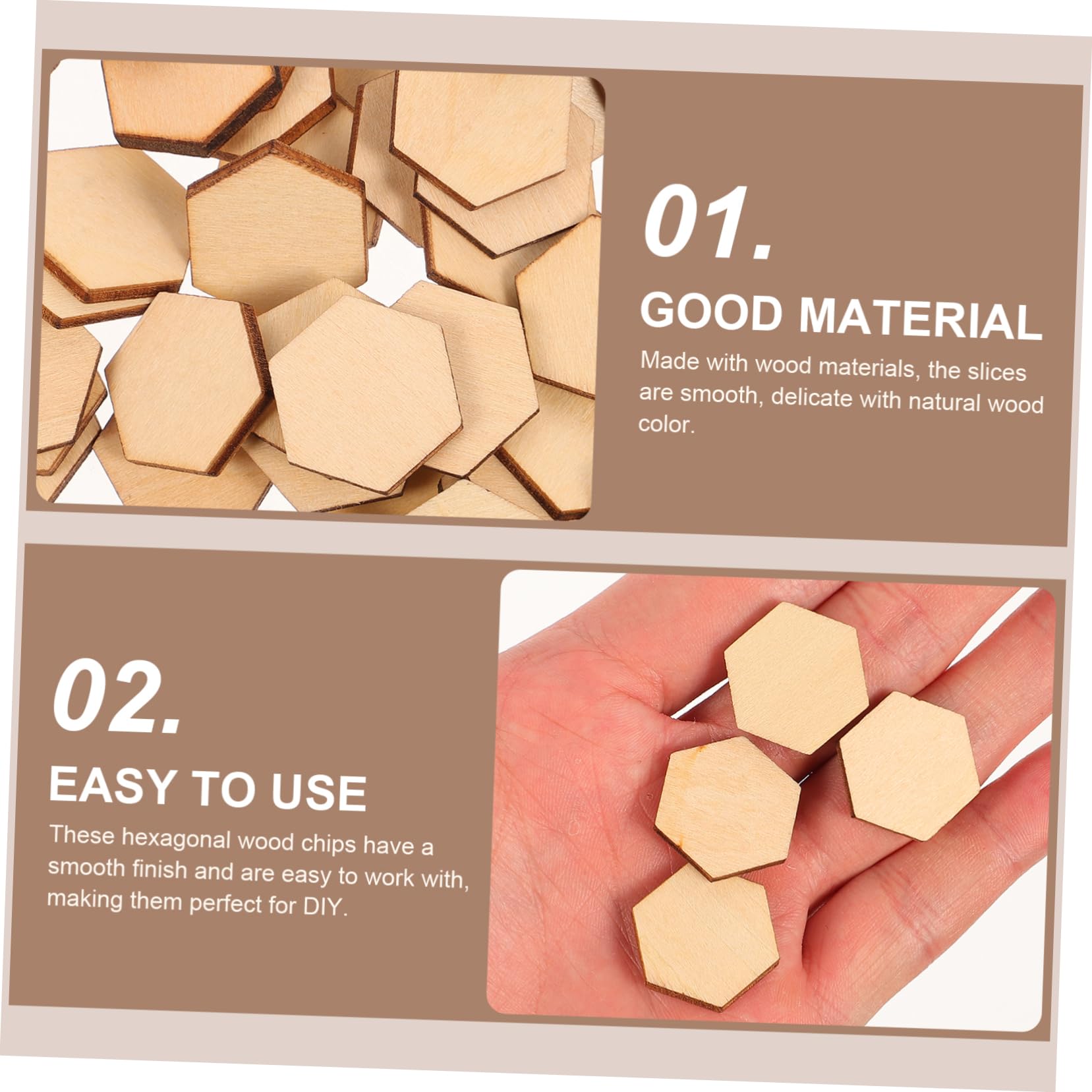 Uonlytech 100 Pezzi di Decorazioni Esagonali in Legno Naturale 20Mm per Lavoretti Fai da Te e Ornamenti Natalizi Versatili