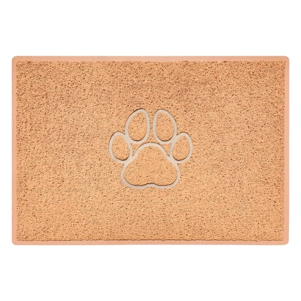 Nicoman Beige Paw Embossed Shape Indoor Outdoor Dirt-Trapper Door Mat Washable Barrier Heavy Duty Doormat - (Watertight Rubber-Back, Large, 90 X 60Cm)