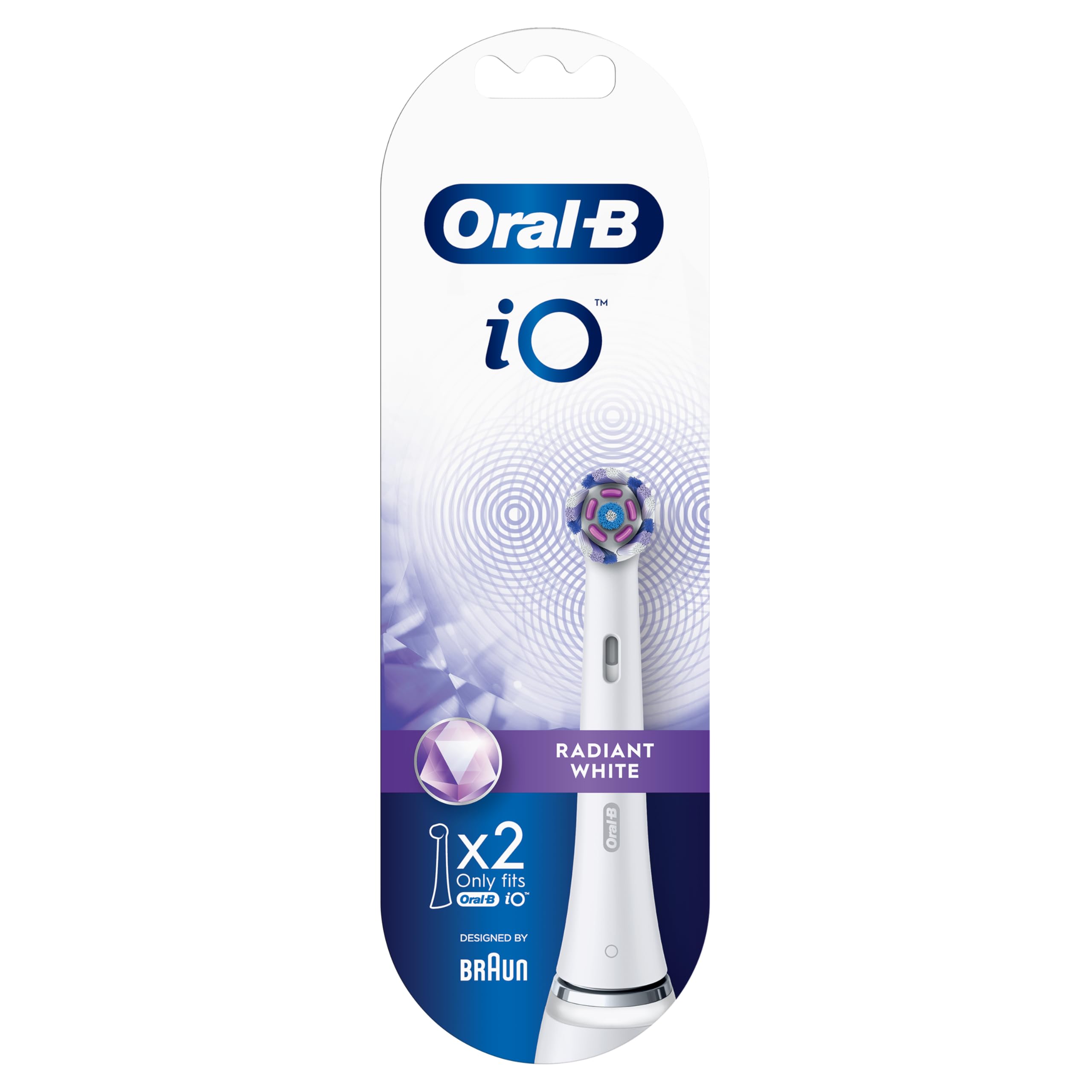 Oral-B iO - Cabezal de cepillo de dientes eléctrico radiante, con cerdas anguladas, con pétalos de pulido para blanquear los dientes, paquete de 2 color blanco