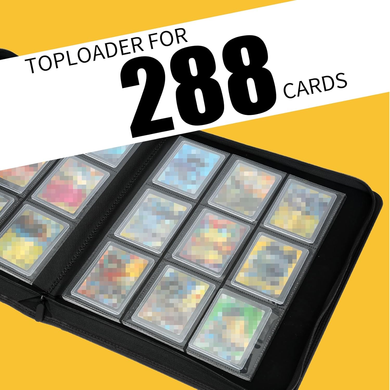 GERMUN Toploader Binder, Holds 288 Toploaders, 9 Pocket Top Loader Binders with Sleeves for 3 x 4'' Toploaders, Double-Sided Pocket Top Loader Storage Binder, Trading Card Binder - Carbon Blue