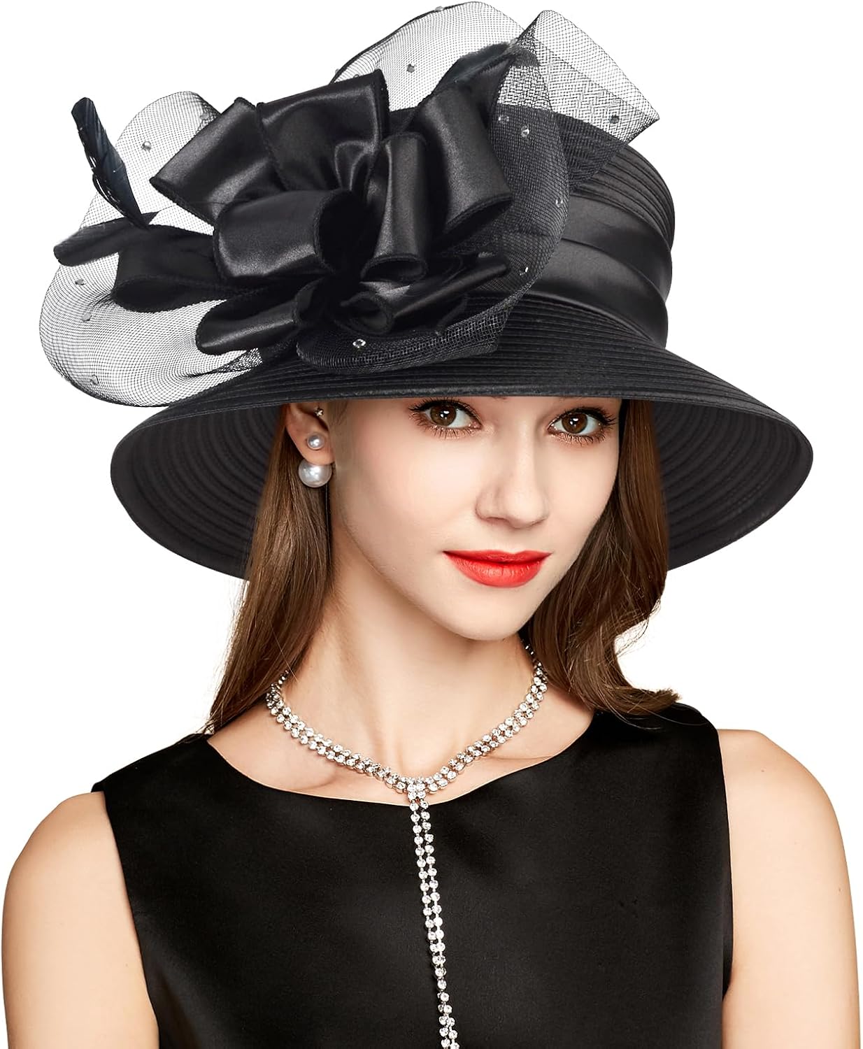 Bucket Hats for Women Ladies Girls, Autumn Spring Sun Hats, Fascinator Hat for Derby Kentucky Church Tea Party Bridal