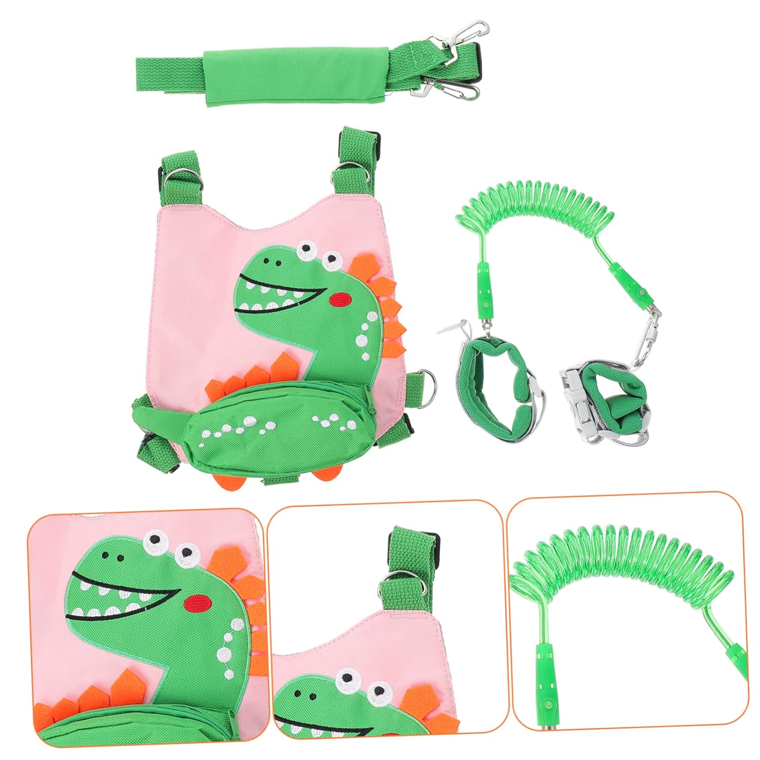 Dinosaur Anti-Lost Toddler Harness Leash Breathable Walking Safety Strap for Boys and Girls for Outdoor Use 1 Set