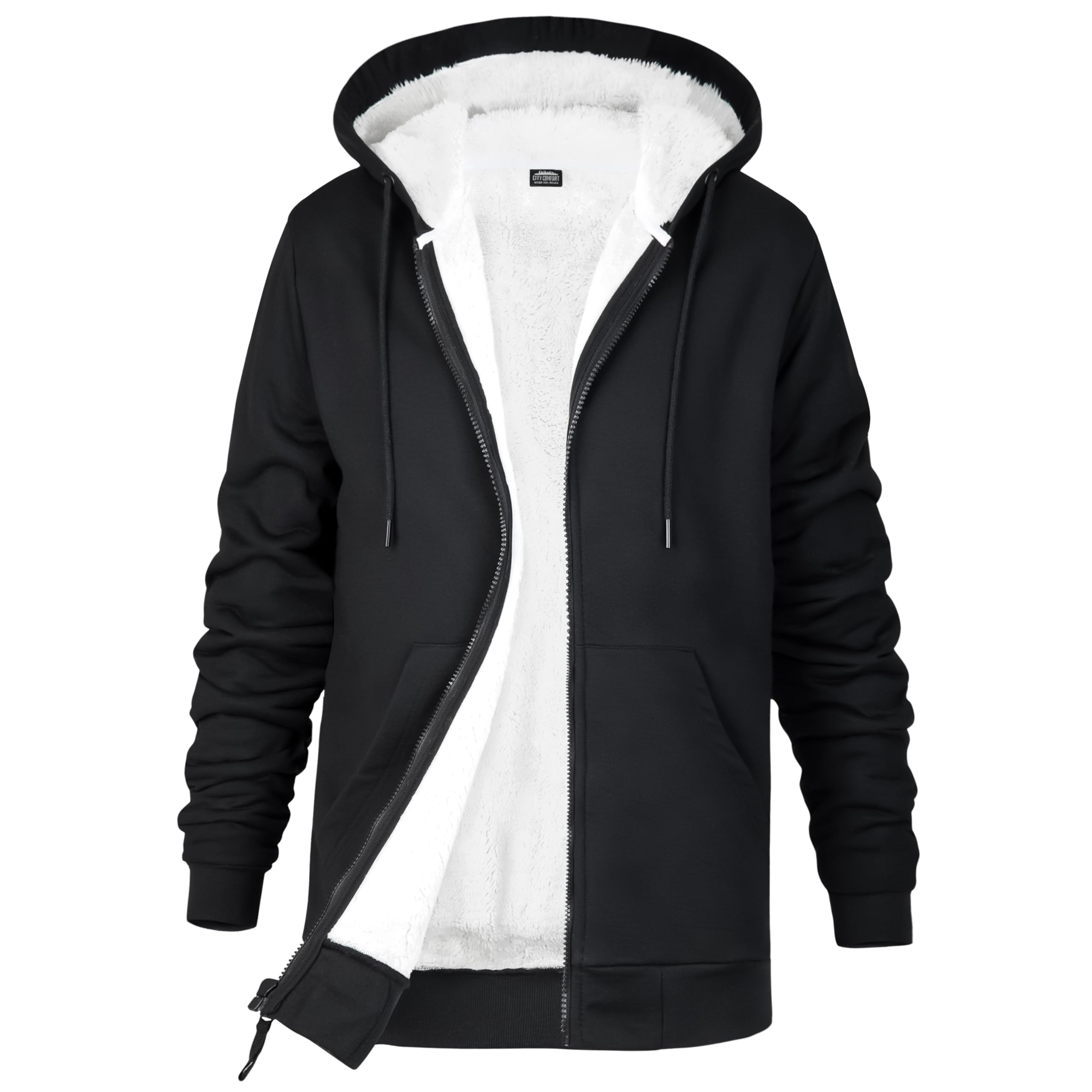 Citycomfort Women's Black Hoodie With Fleece Lining Zip Hoodie Teenagers S-Xl Warm Cosy Outerwear Full Zip Loungewear Gifts For Her (, S)