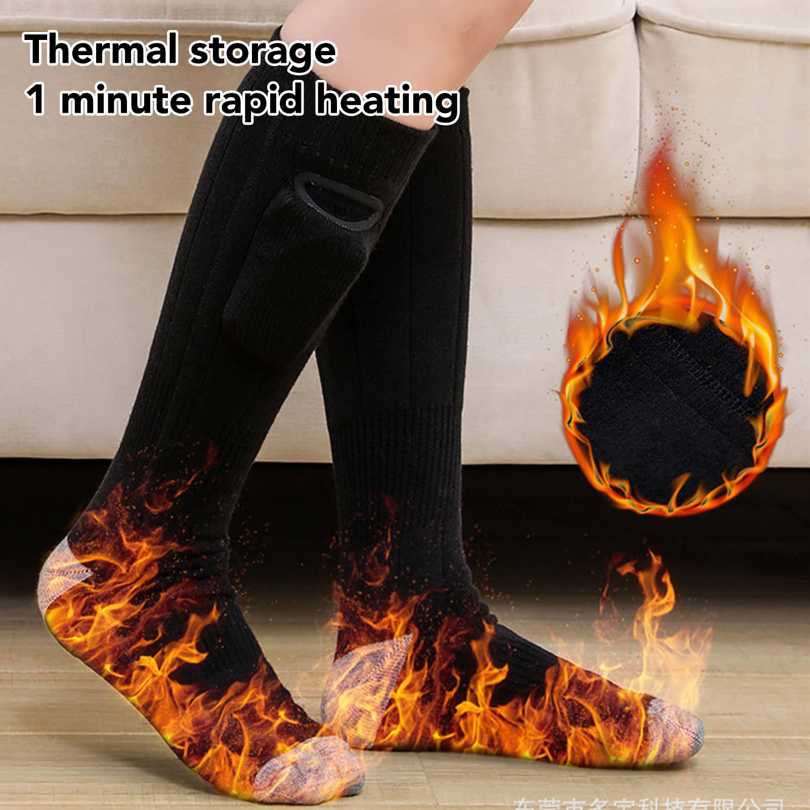Chaussettes chauffantes électriques 3 réglages de Chaleur Chaussettes Chaudes d'hiver thermochaussettes Confortables pour la randonnée Ski Cachemire Modal Une Paire