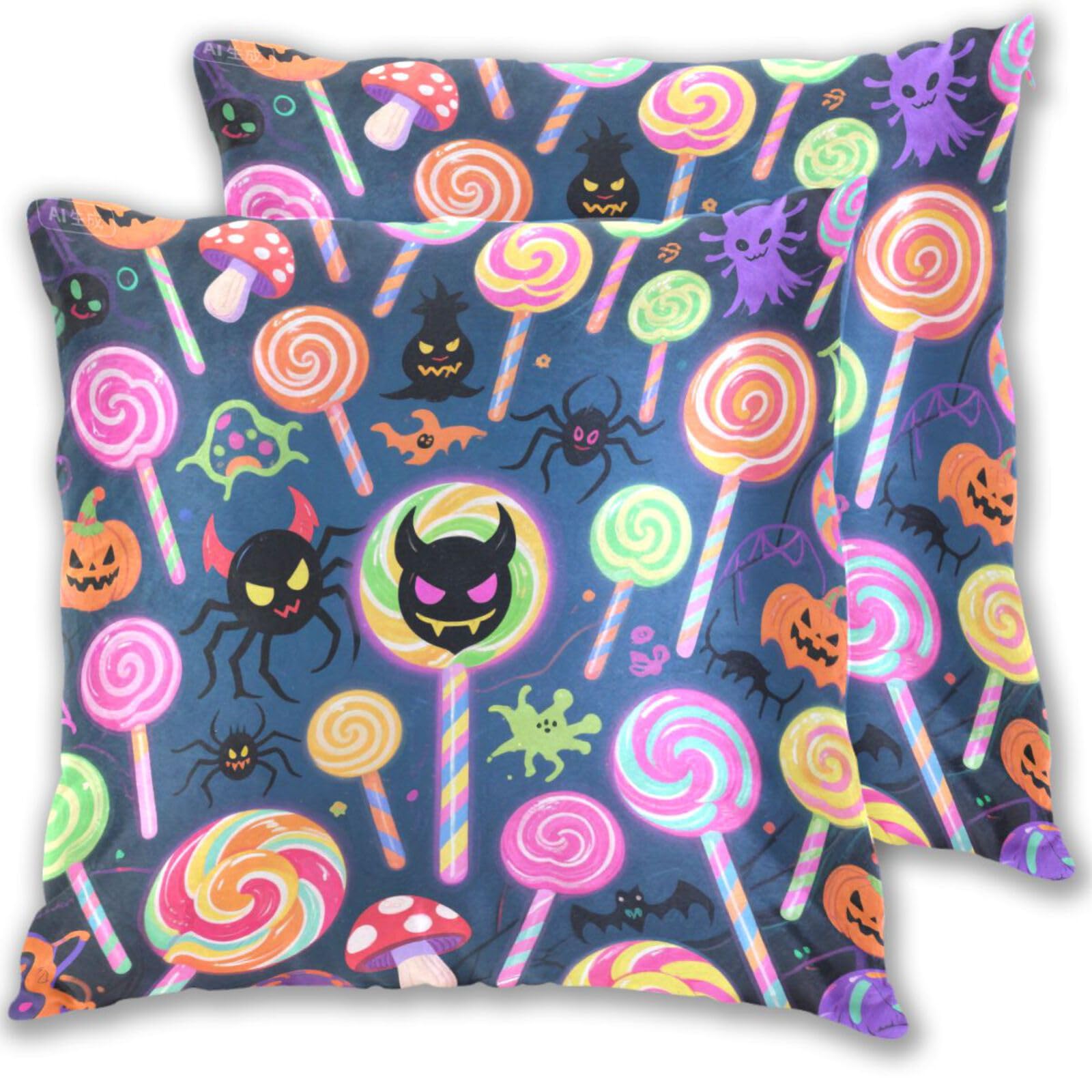 Housse de coussin Halloween 45x45 cm avec fantômes colorés