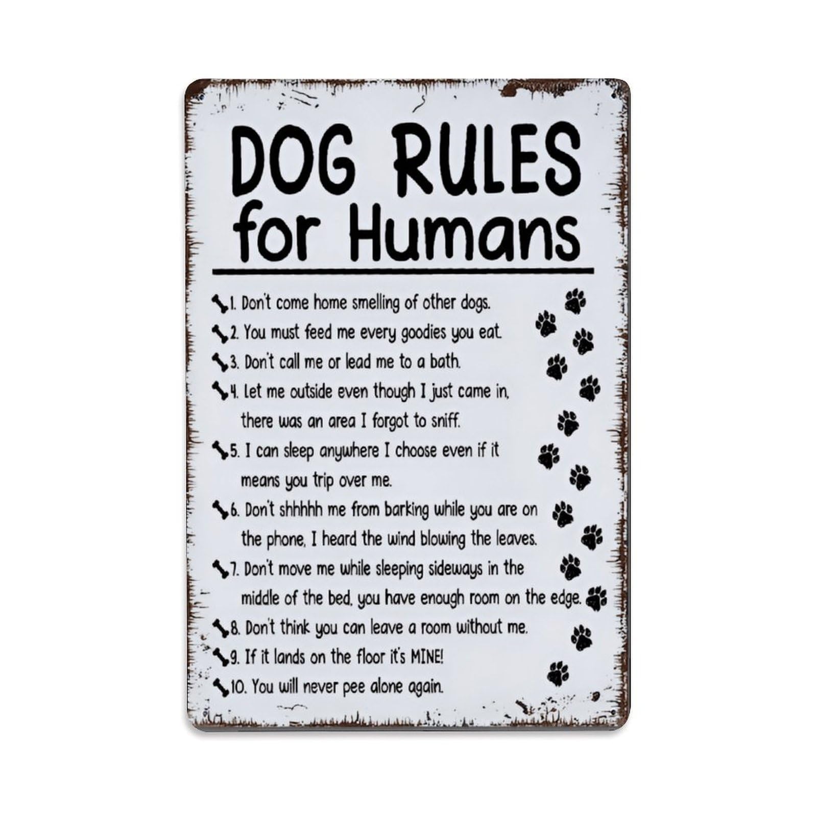 Funny Dog Rules For Humans Wall Sign Vintage Aluminium Metal Sign, Retro Wall Decor for Home, Bar, Garage & Farmhouse 30x20cm